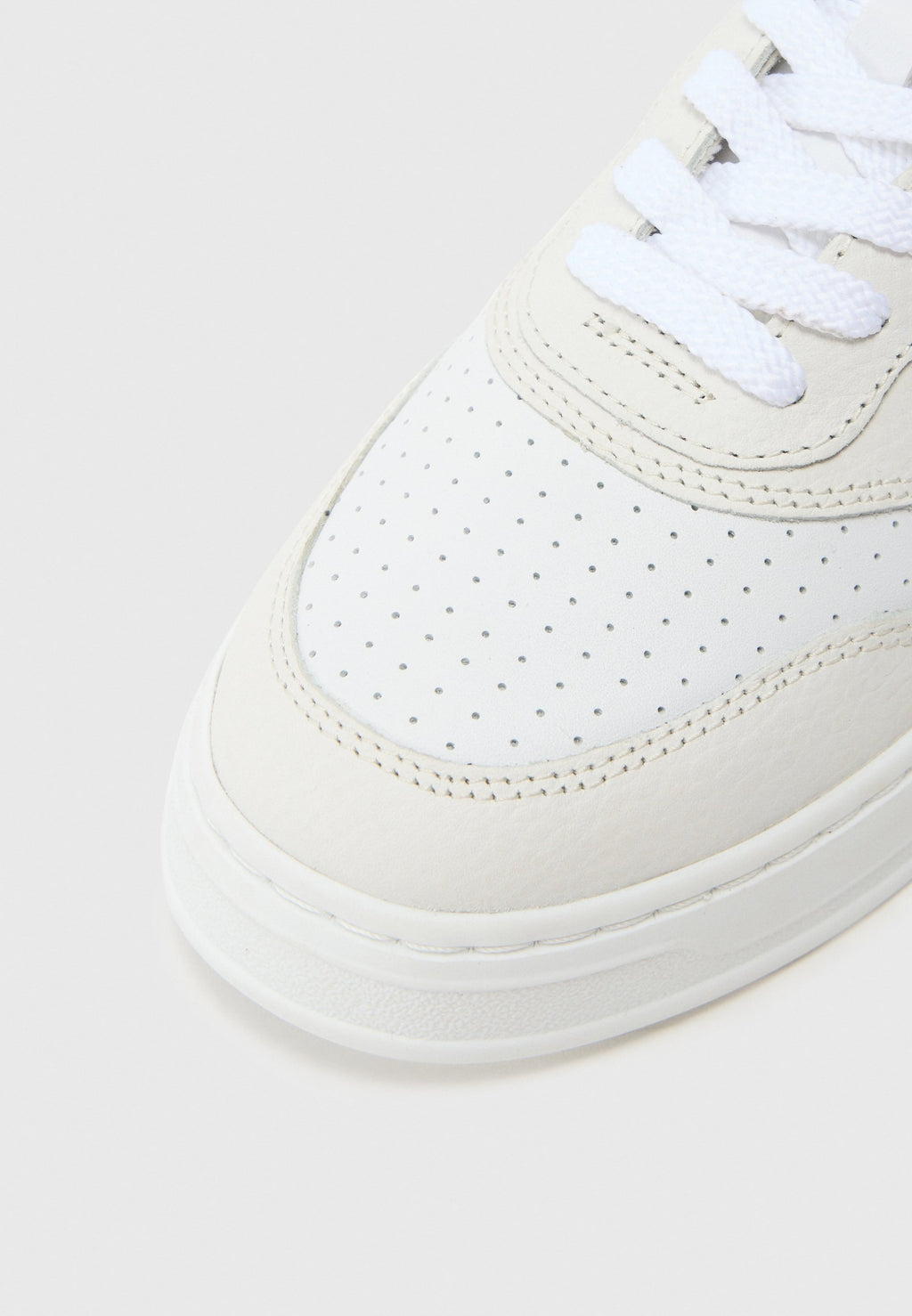 LEATHER MIXED TEXTURE CUPSOLE TRAINERS - Trainers - white/light grey