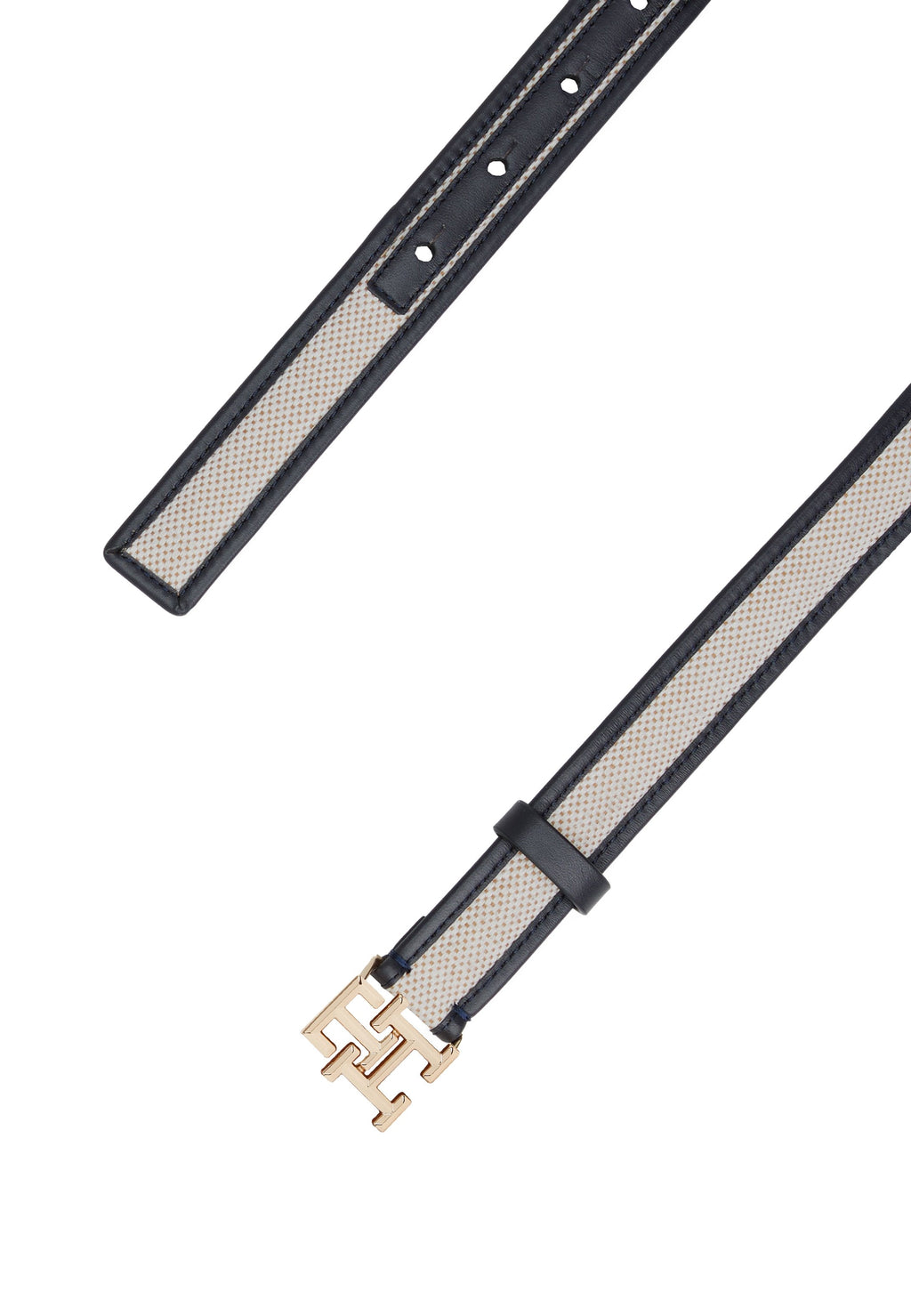 TH MONOGRAM CANVAS LEATHER BELT - Belt - blue