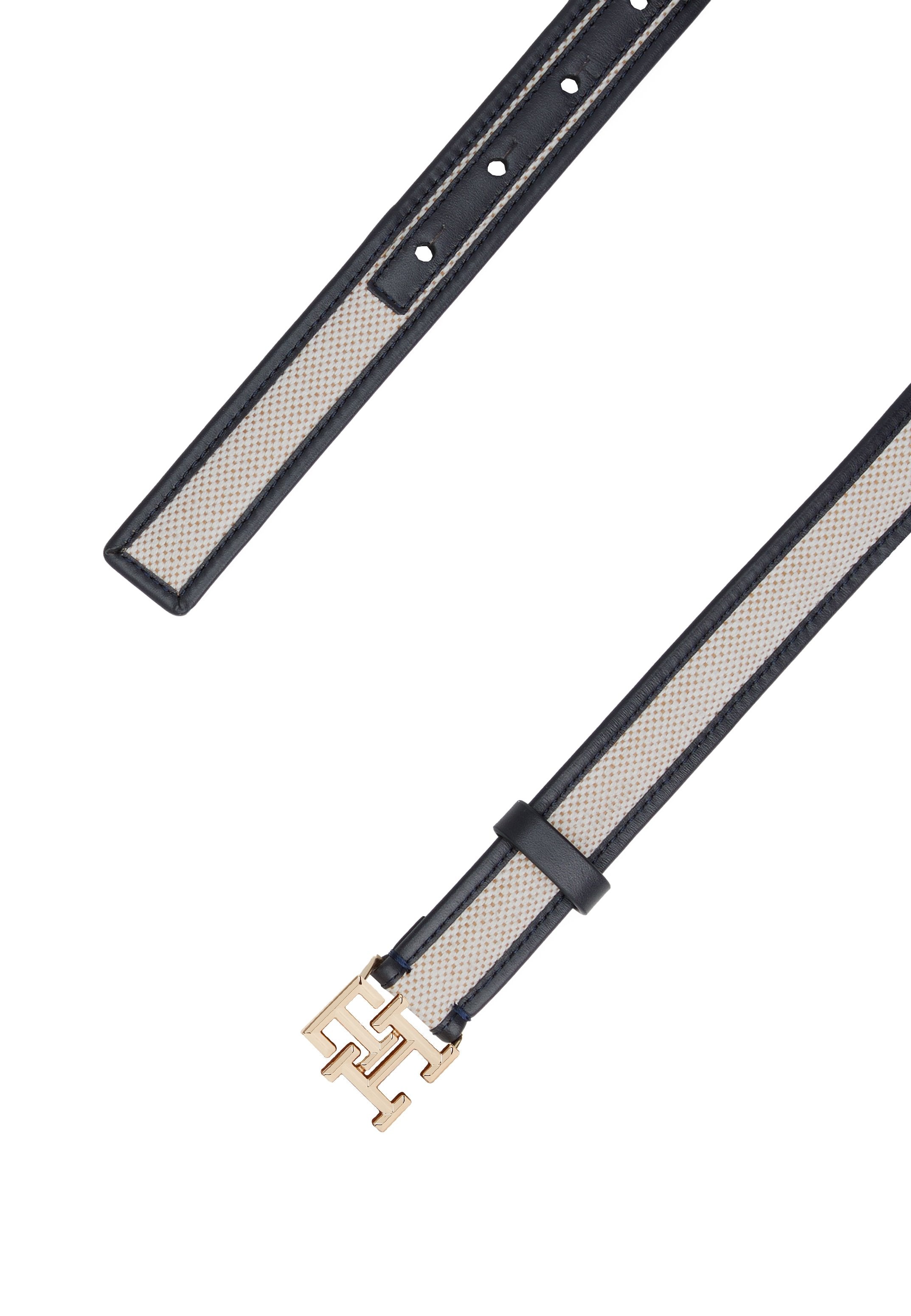 TH MONOGRAM CANVAS LEATHER BELT - Belt - blue