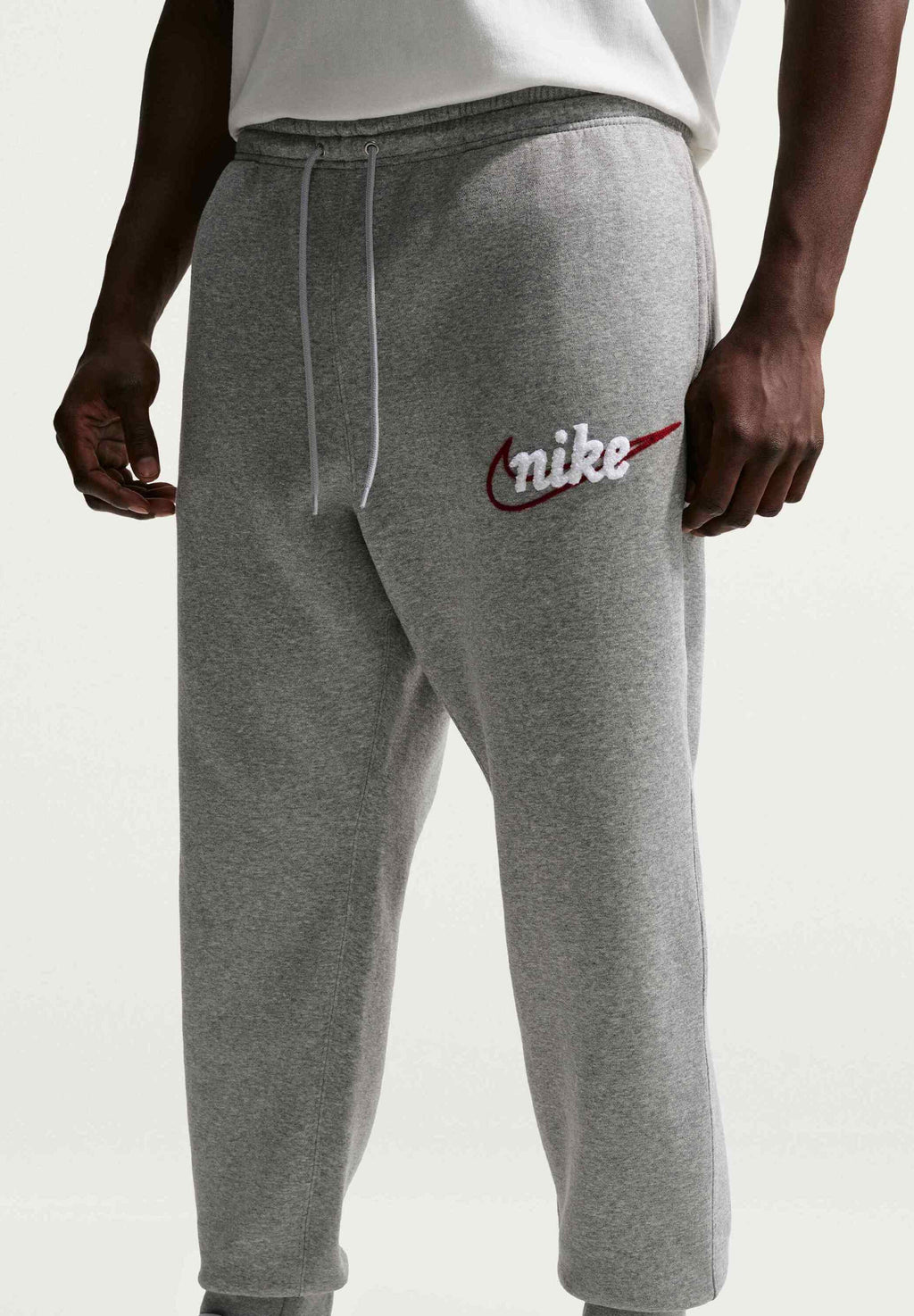 CLUB - Tracksuit bottoms - dk grey heather/lt smoke grey/white