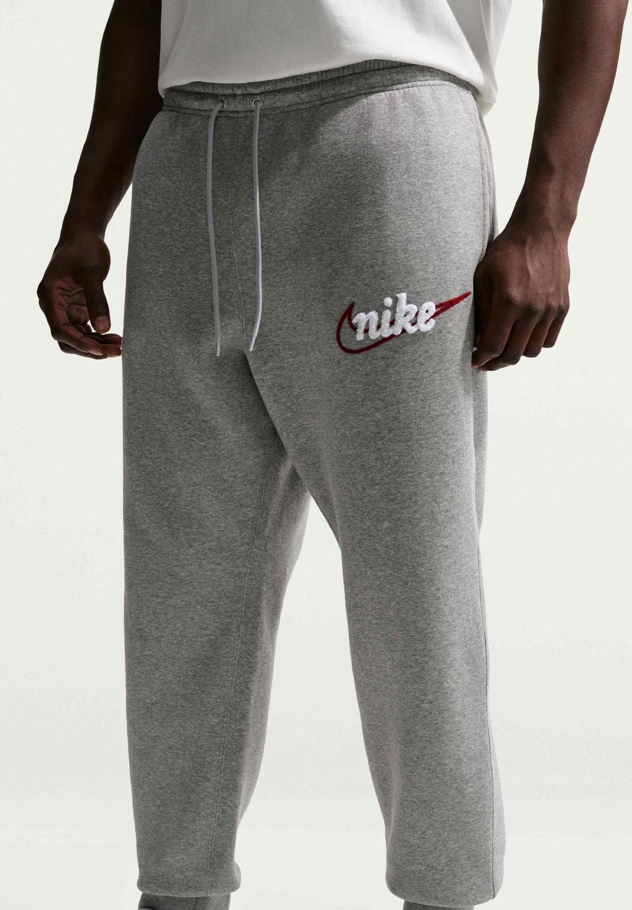 CLUB - Tracksuit bottoms - dk grey heather/lt smoke grey/white