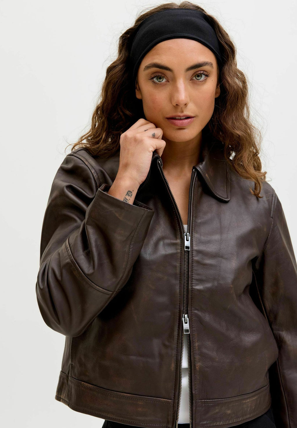 Leather JXSIF Leather - Leather jacket - bracken
