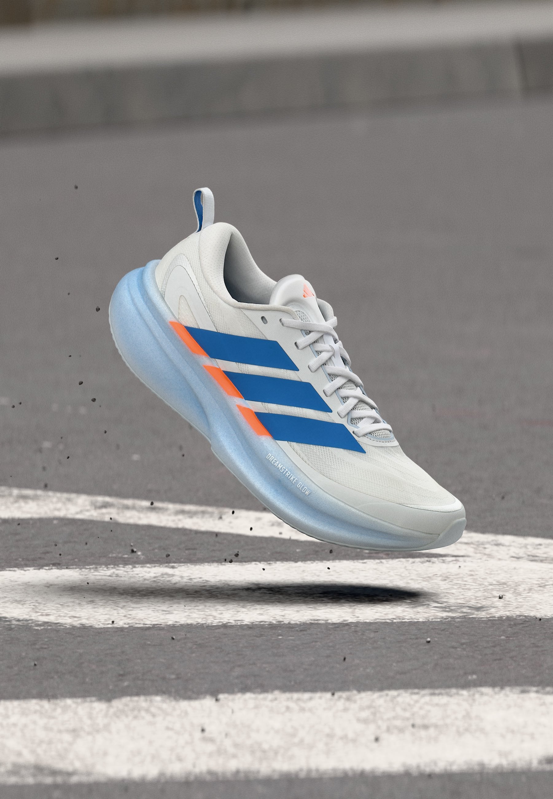 SUPERNOVA GLIDE M - Road running shoes - footwear white/ray blue/lucid orange