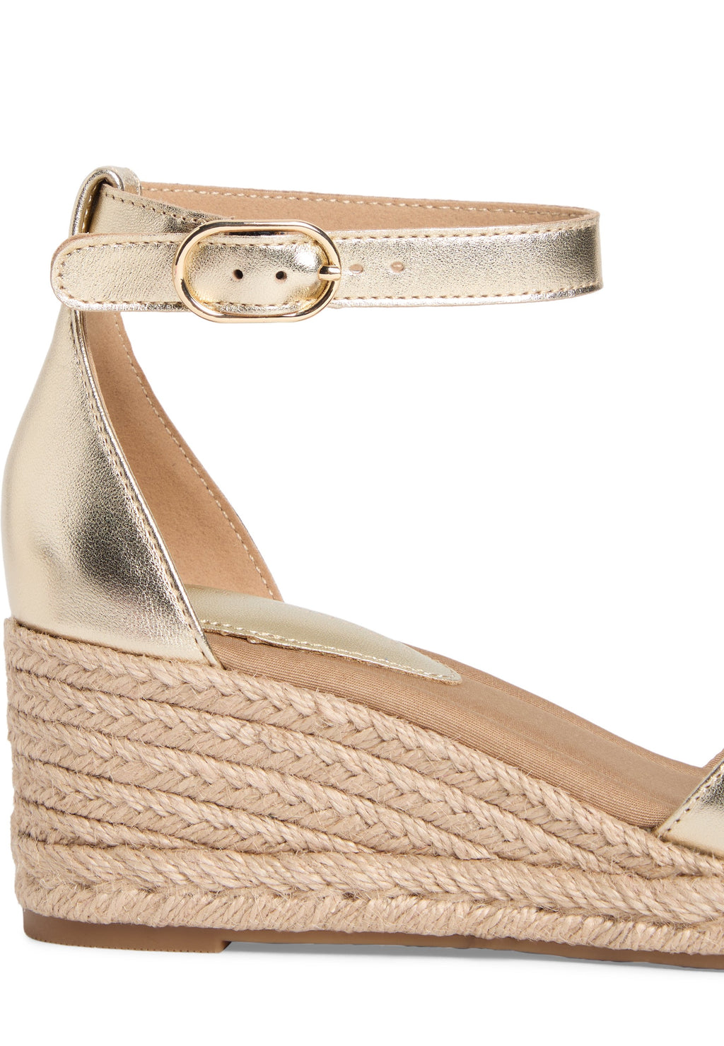 METALLIC LEATHER CROSSOVER STRAP WEDGE ESPADRILLES - Wedge sandals - gold colouredsa