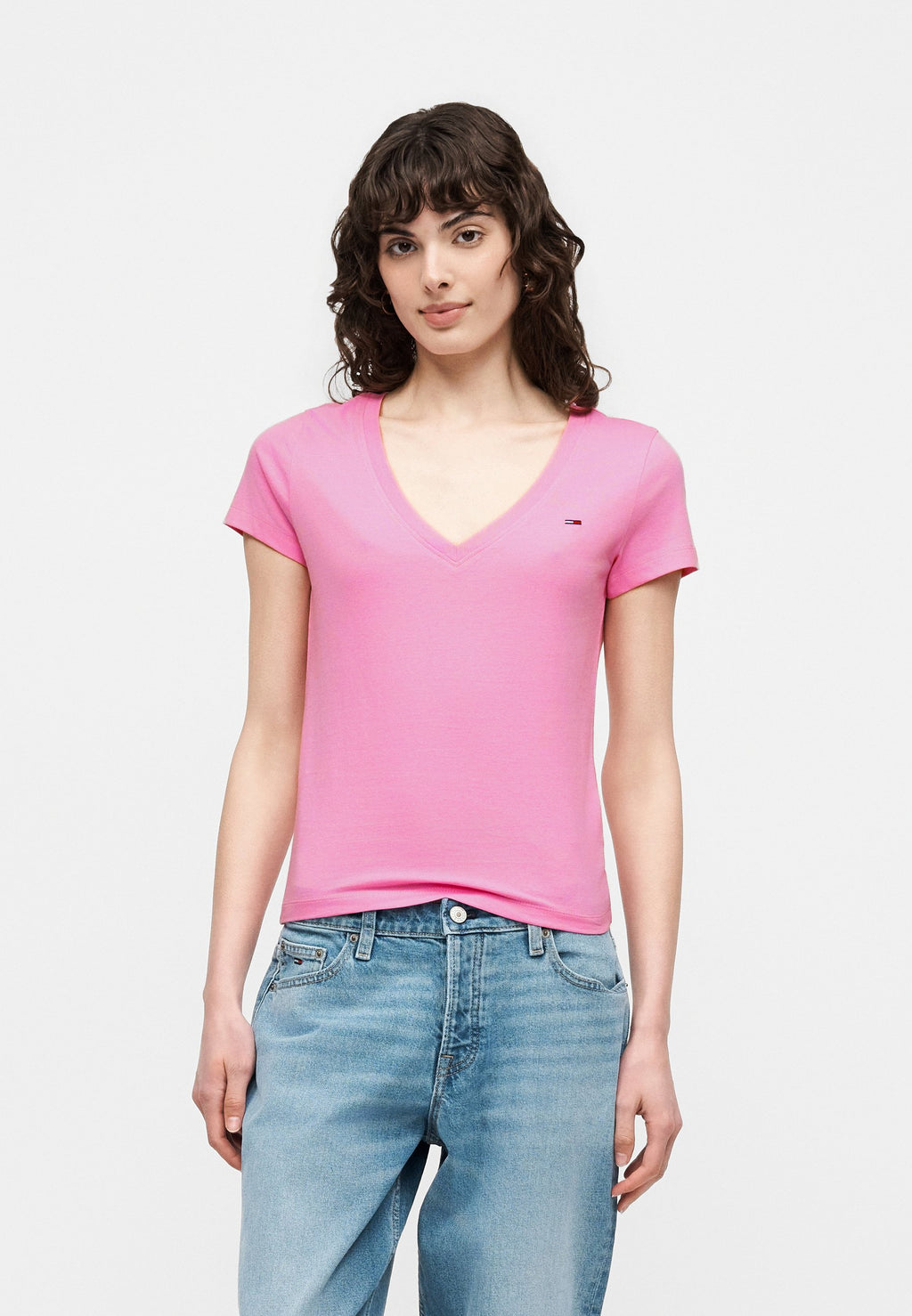 V NECK TEE 3 PACK - Basic T-shirt - black/ecru/pink daisy