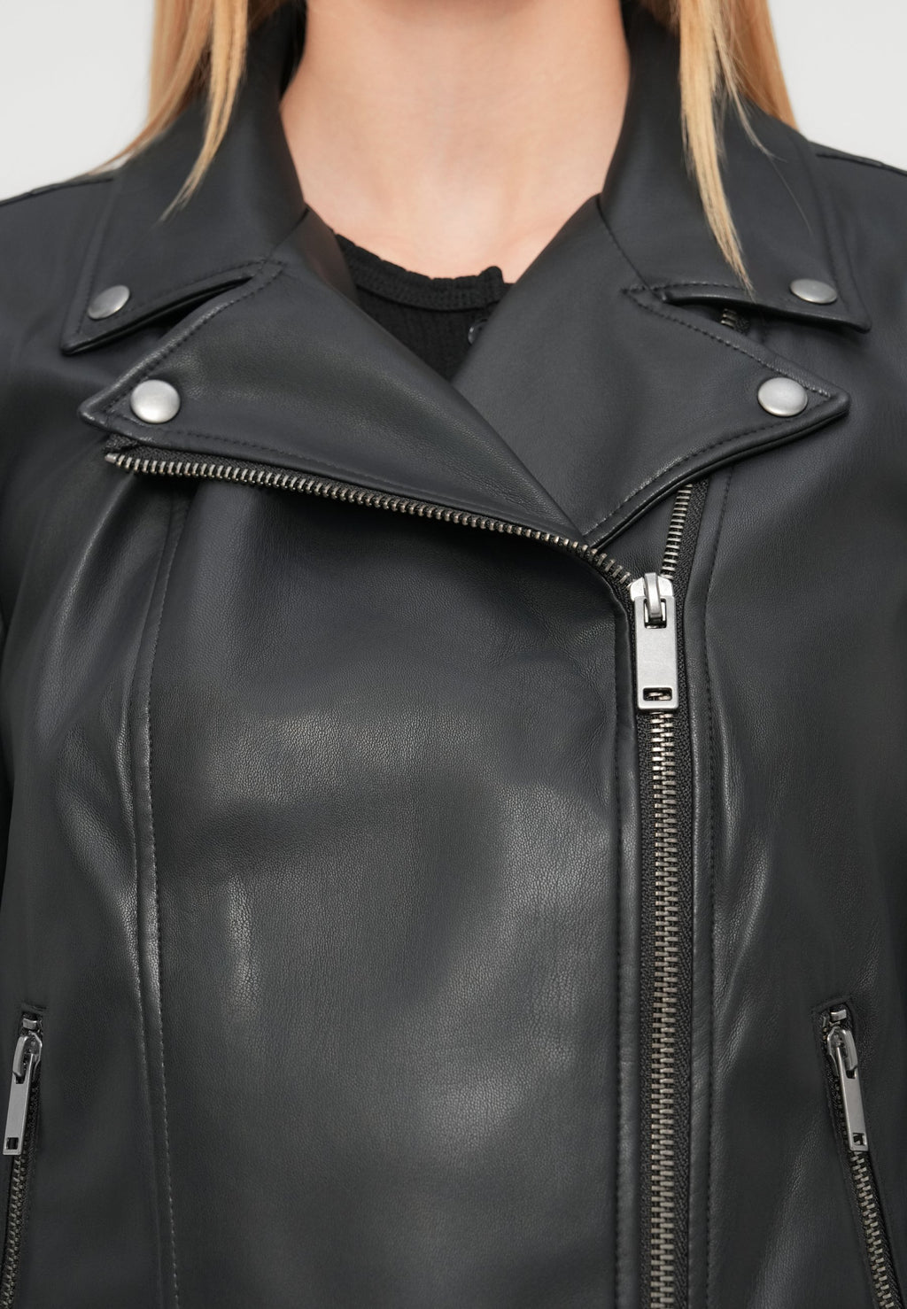 MOTO  - Leather jacket - black