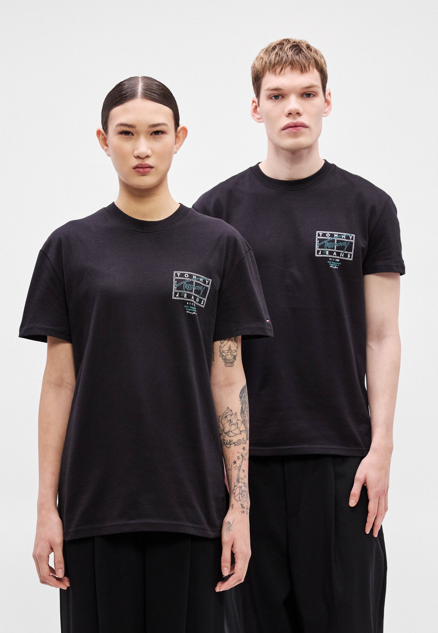 TEE-SHIRT RAS-DE-COU LOGO DOS SIGNATURE - T-shirt imprimé - black