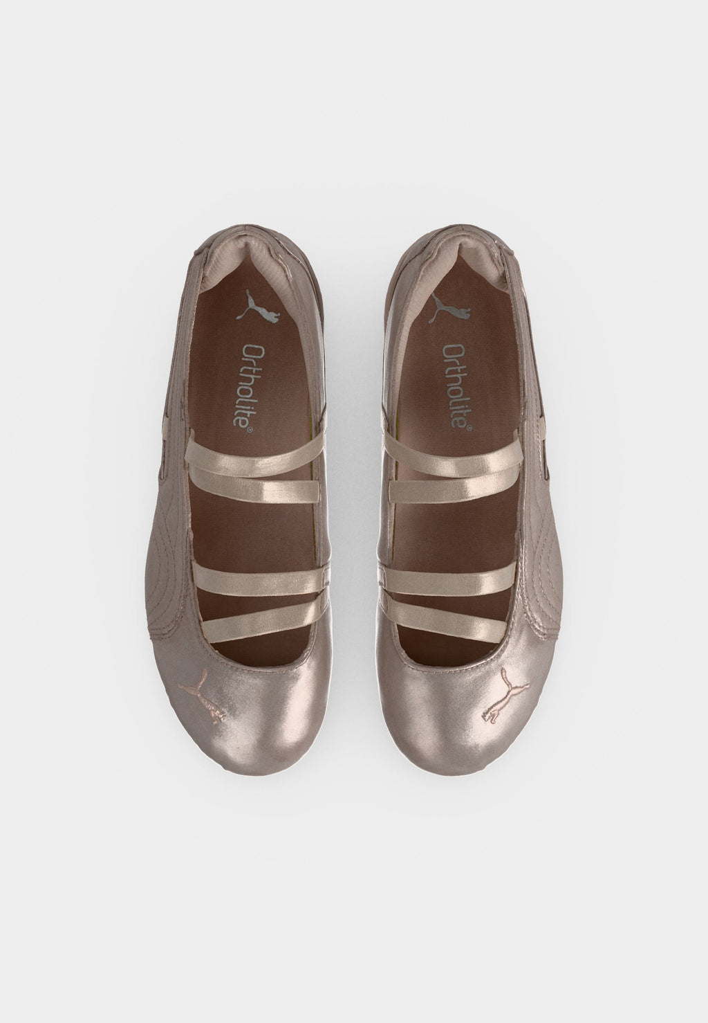 SPEEDCAT - Ankle strap ballet pumps - rose latte/silver-coloured