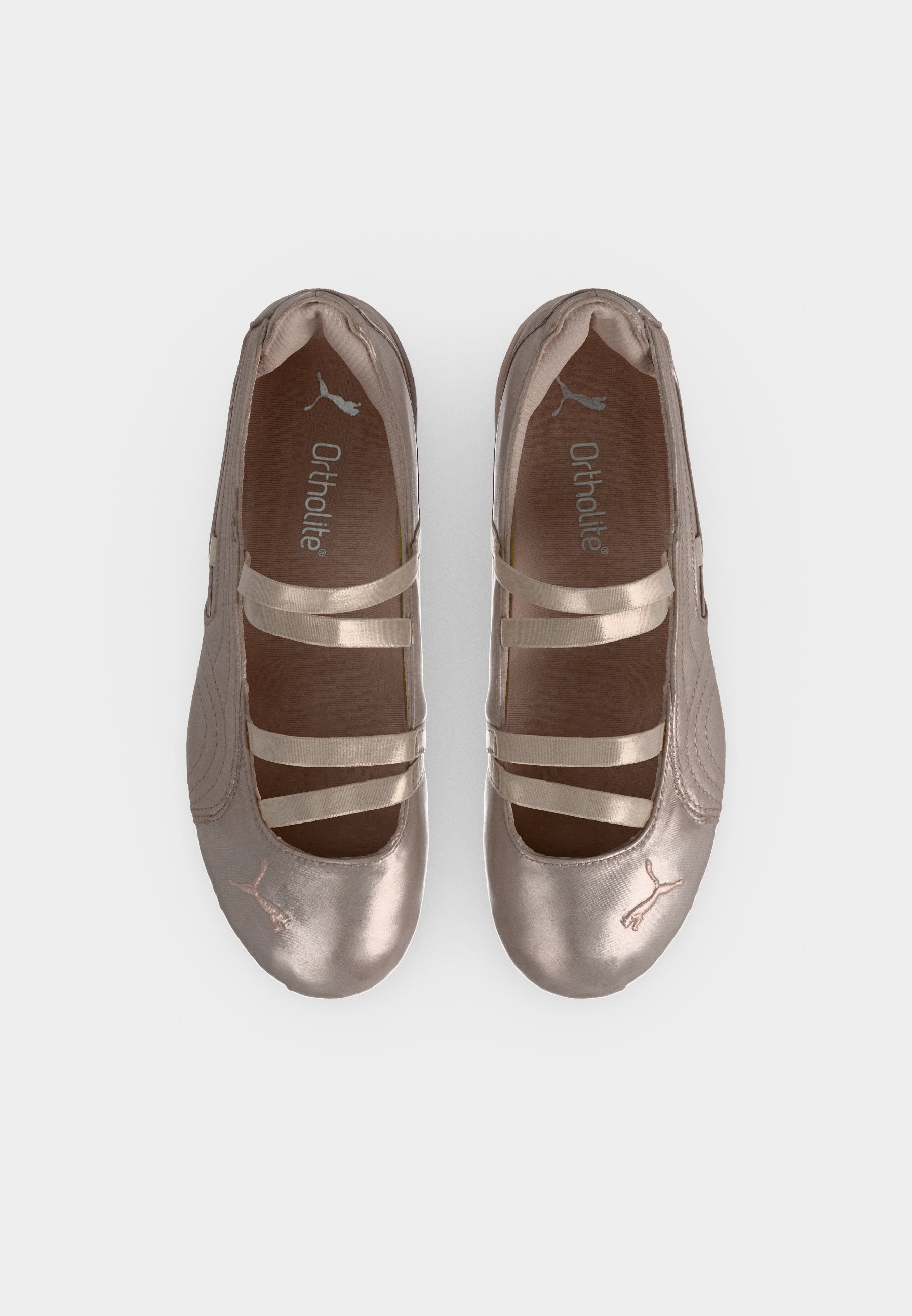 SPEEDCAT - Ankle strap ballet pumps - rose latte/silver-coloured