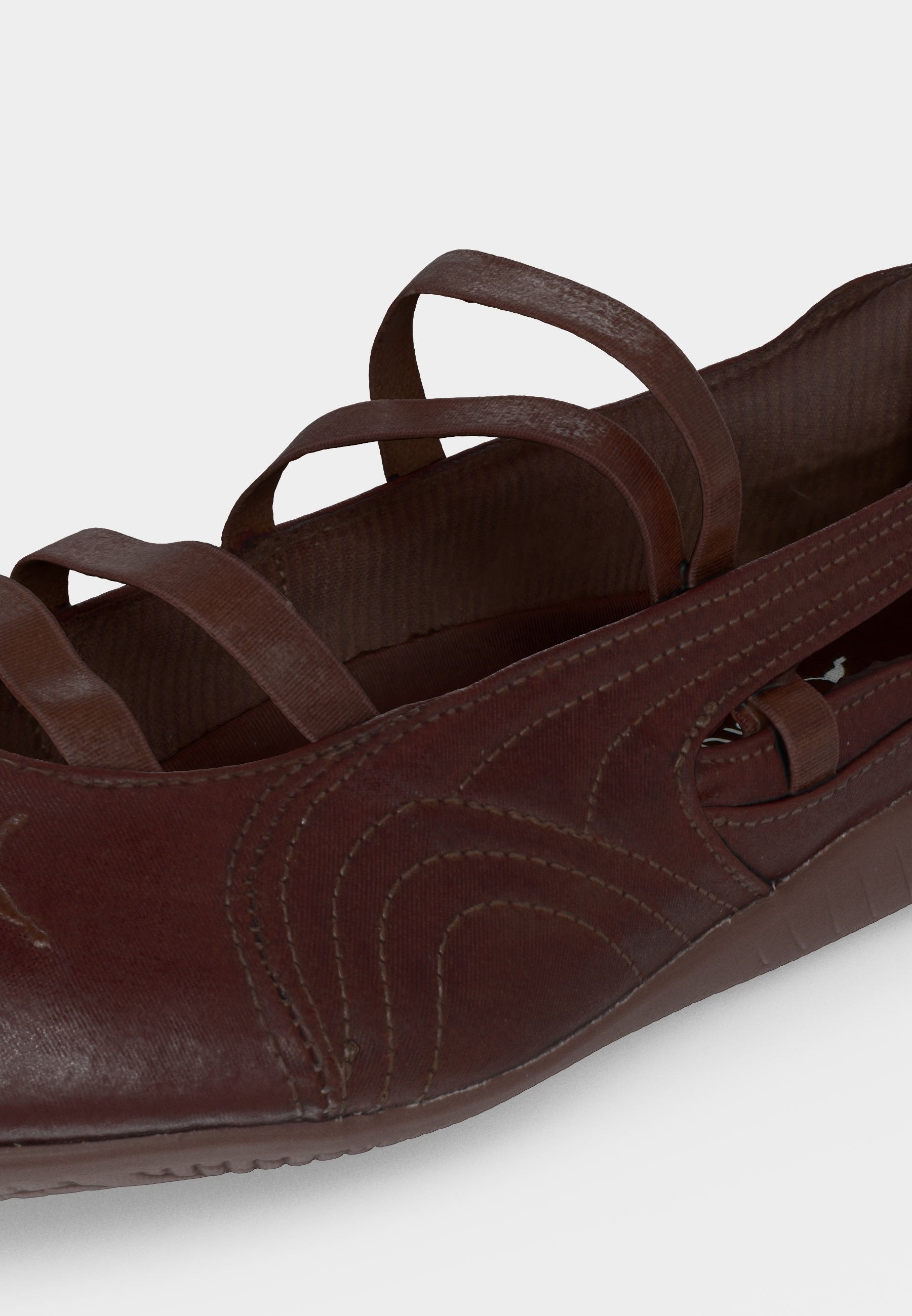 SPEEDCAT - Ankle strap ballet pumps - chocolate brown/silver-coloured
