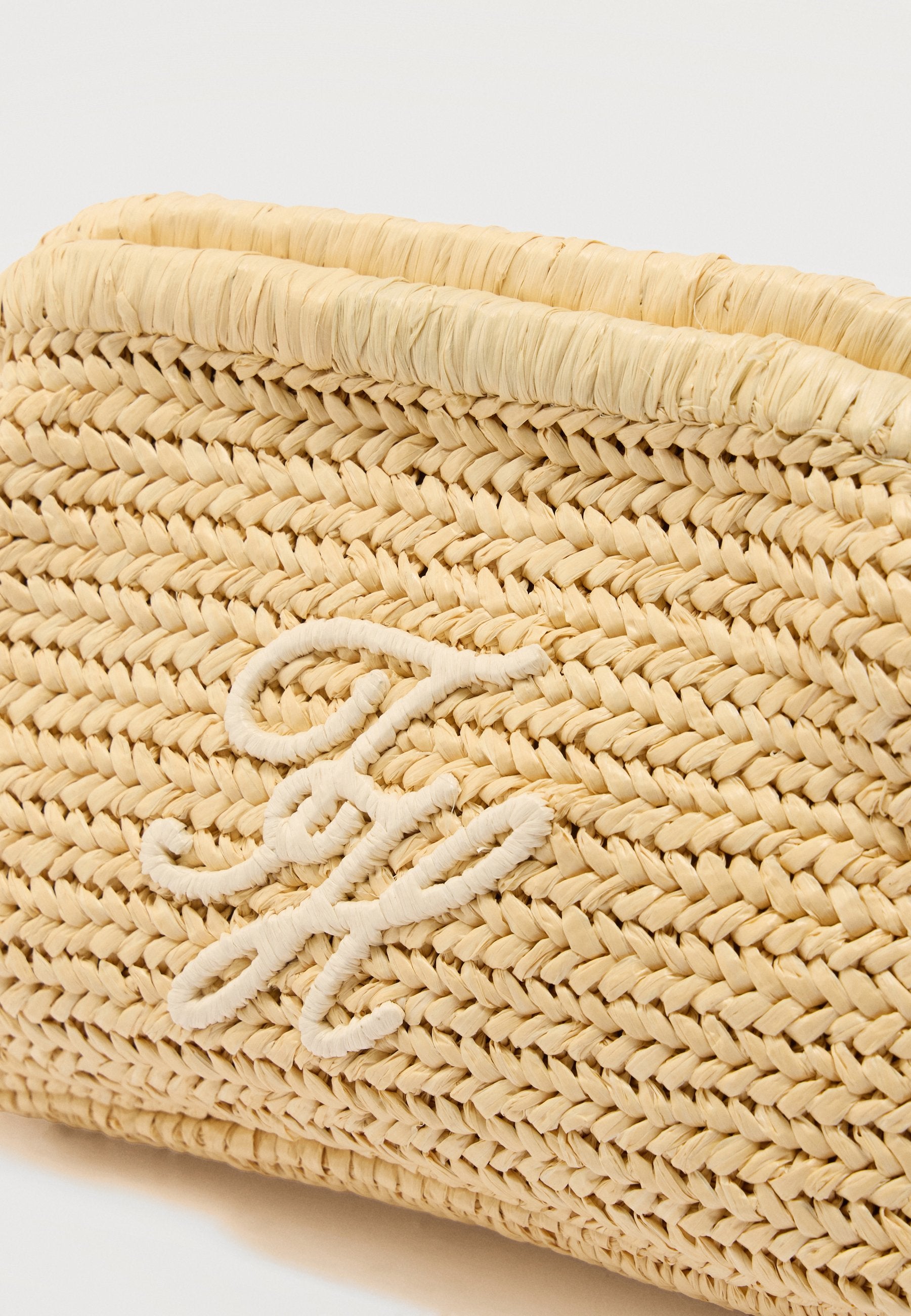 POCHETTE LOGO TEXTURÉE RAFFIA - Pochette - beige