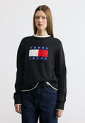 PULL DRAPEAU INTARSIA DÉTAILS CONTRATS COUPE DÉTENDUE - Pull - black