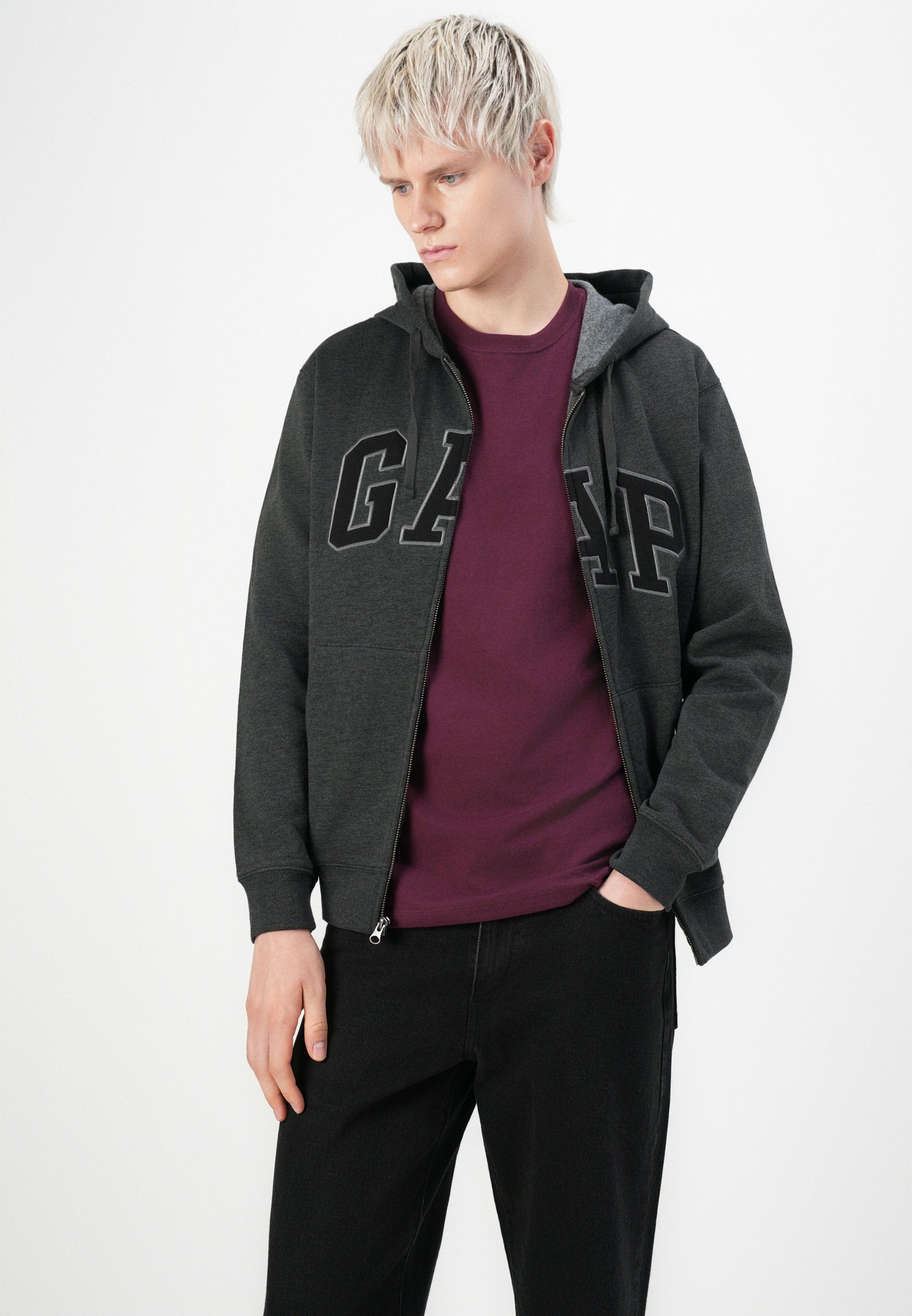 HERITAGE LOGO - Zip-up sweatshirt - new charcoal grey