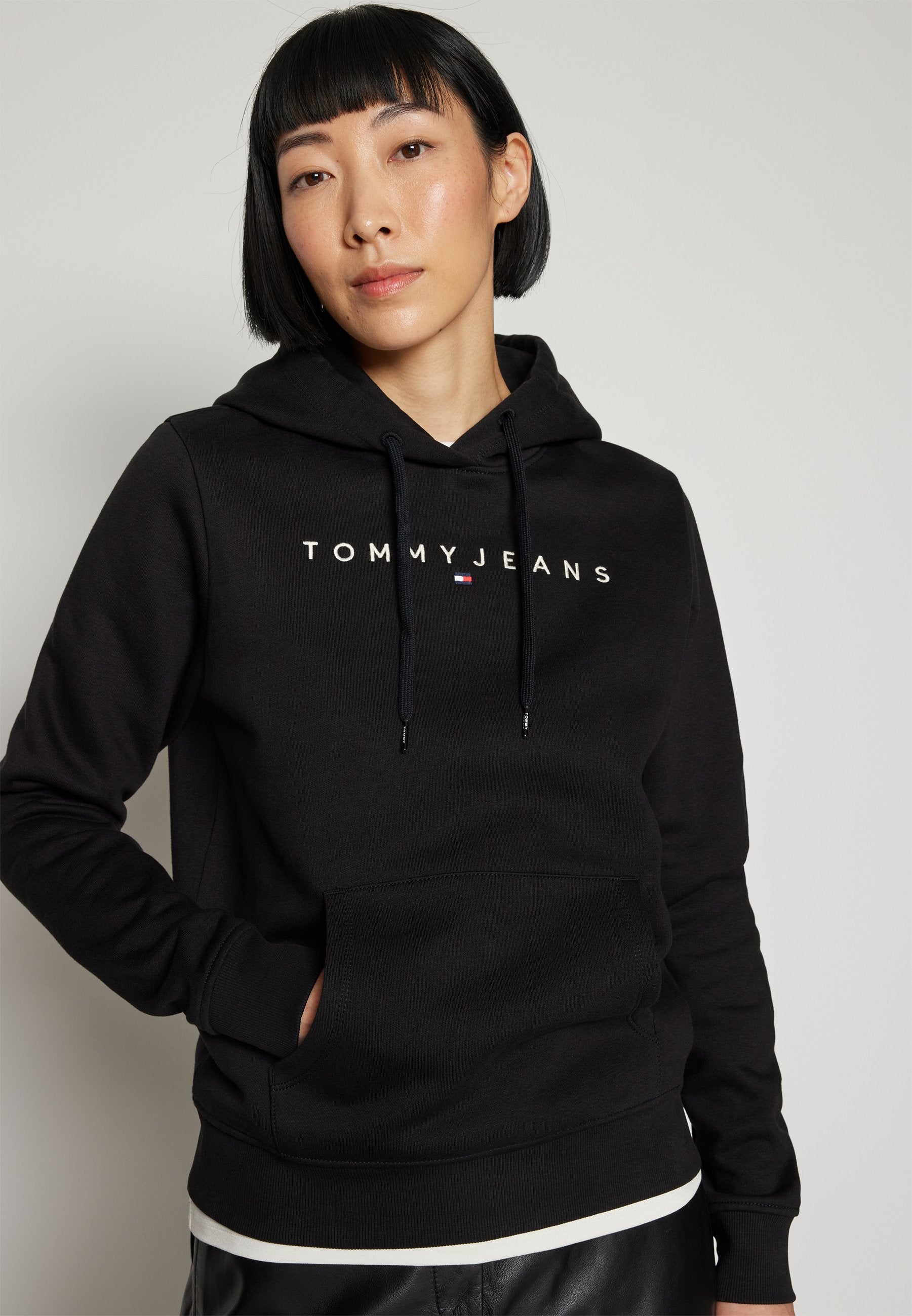 LINEAR LOGO FLEECE DRAWSTRING HOODY - Hoodie - black