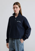 LOGO NAKIŞLI RAHAT YARIM FERMUARLI SWEATSHIRT - Sweatshirt - koyu lacivert