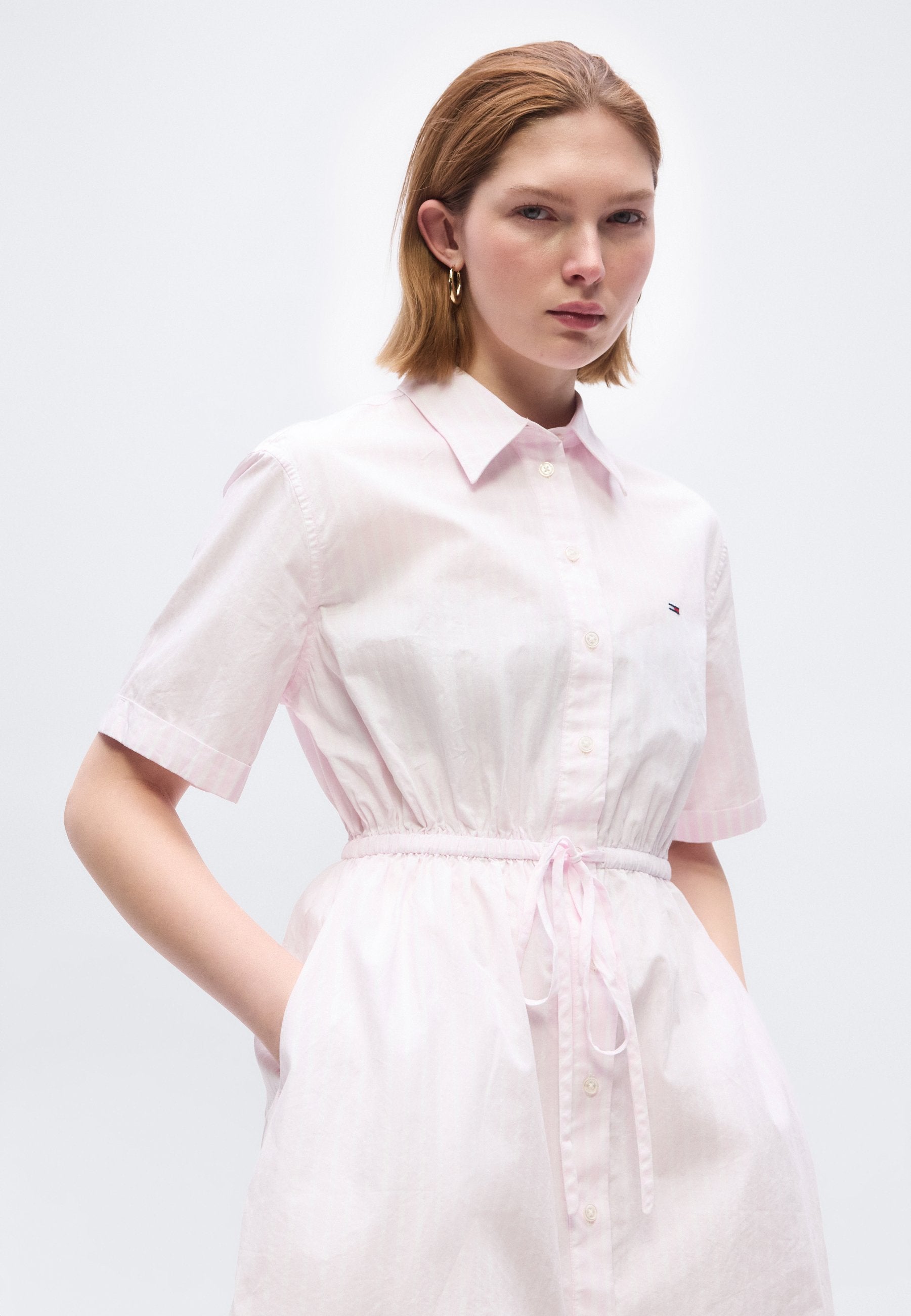 ROBE CHEMISE RAYÉE - Robe chemise - rose nacré