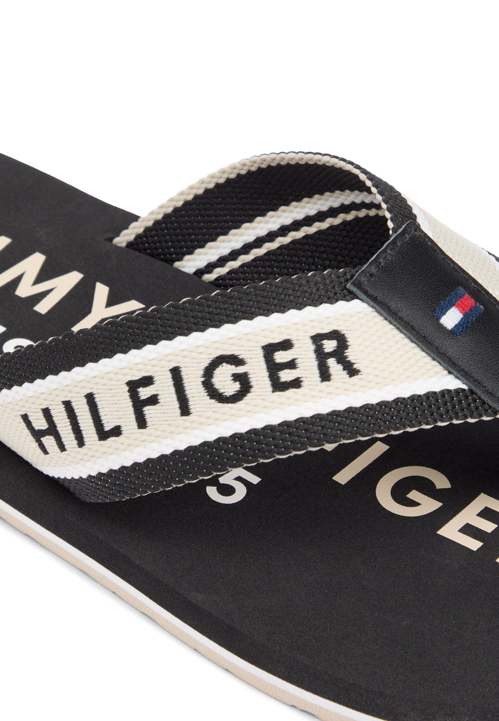 WEBBING STRAP LOGO FLIP-FLOPS - T-bar sandals - black