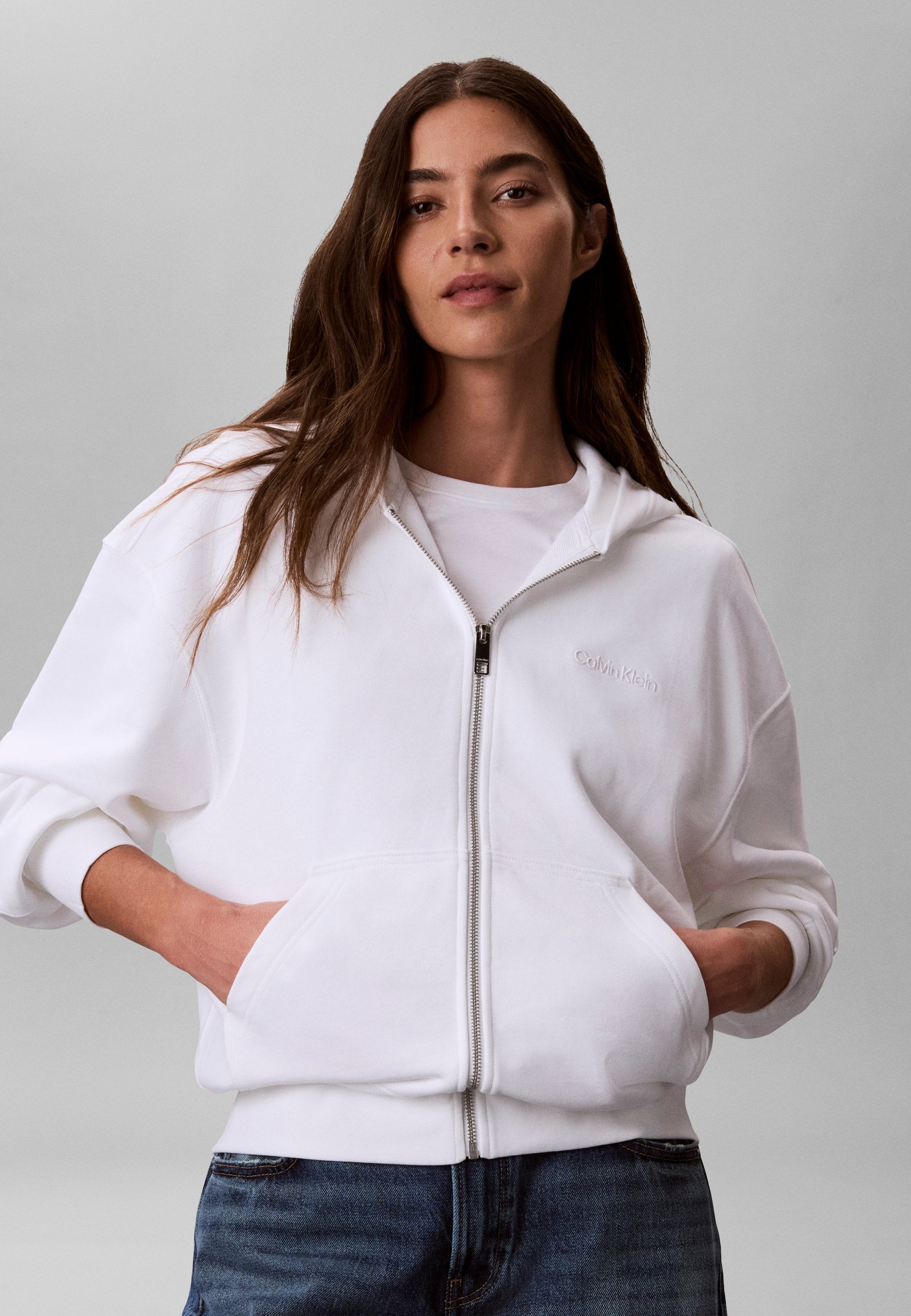 STANDARD LOGO HOODIE - Sweatshirt zippé - blanc vif