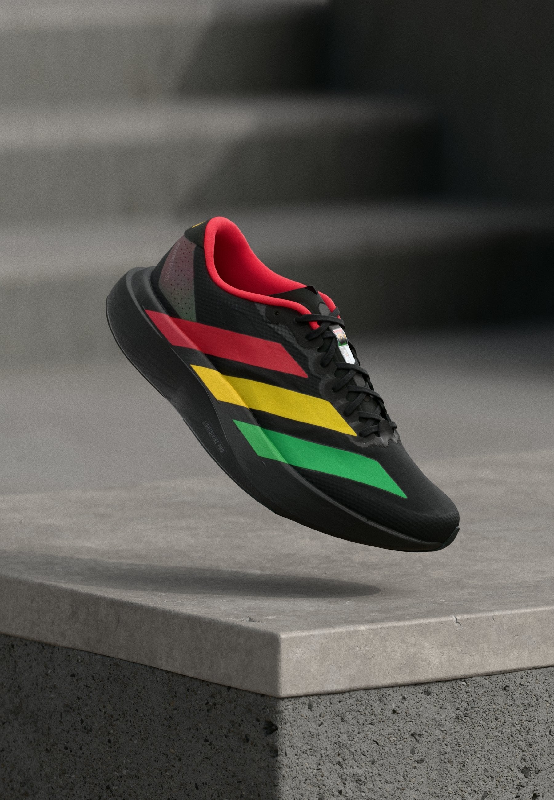 ADIZERO EVO SL - Trainers - core black/vivid green/bold gold-coloured