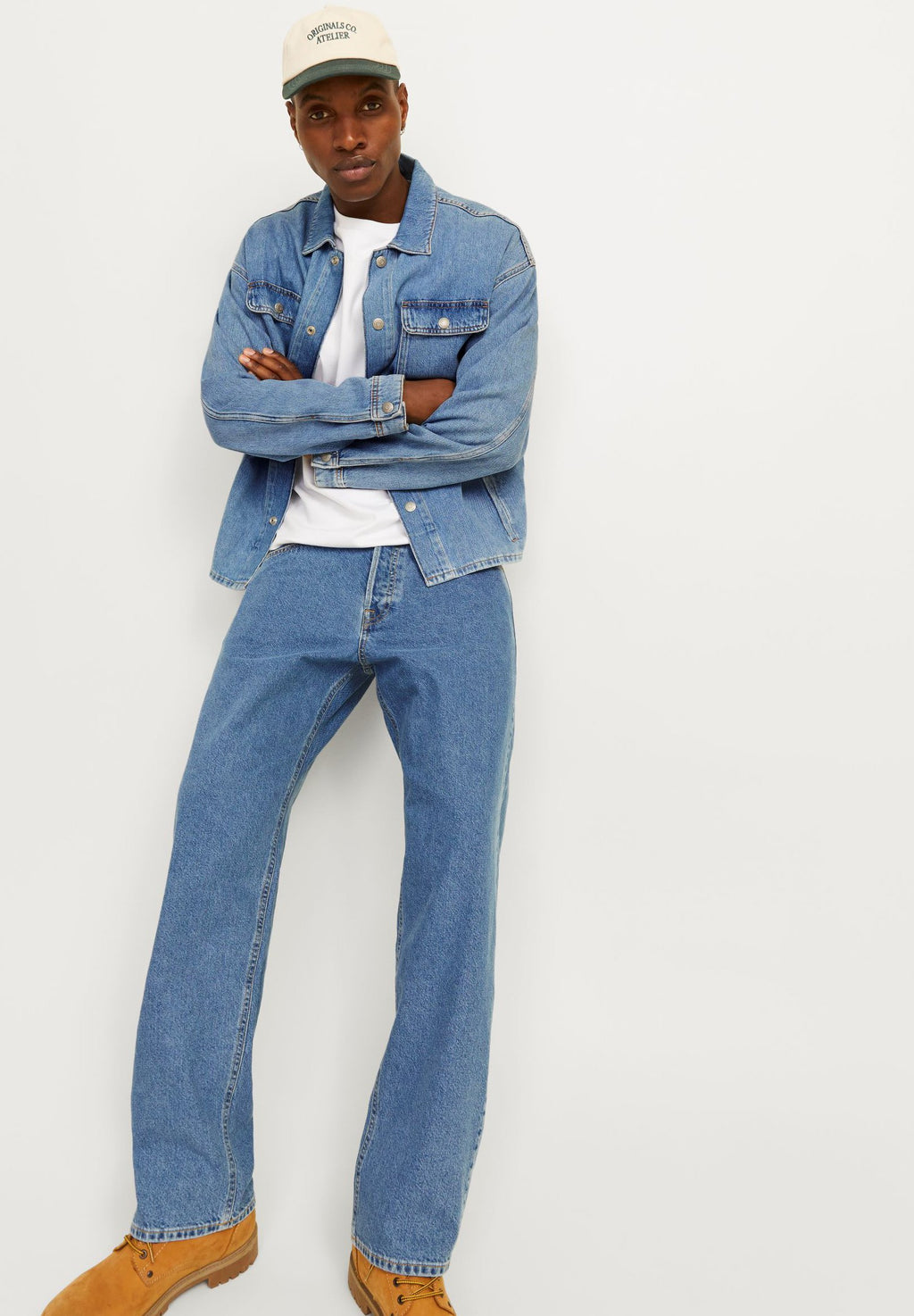 Loose fit JJIEDDIE JJBASIC SQ 735 NOOS - Straight leg jeans - blue denim