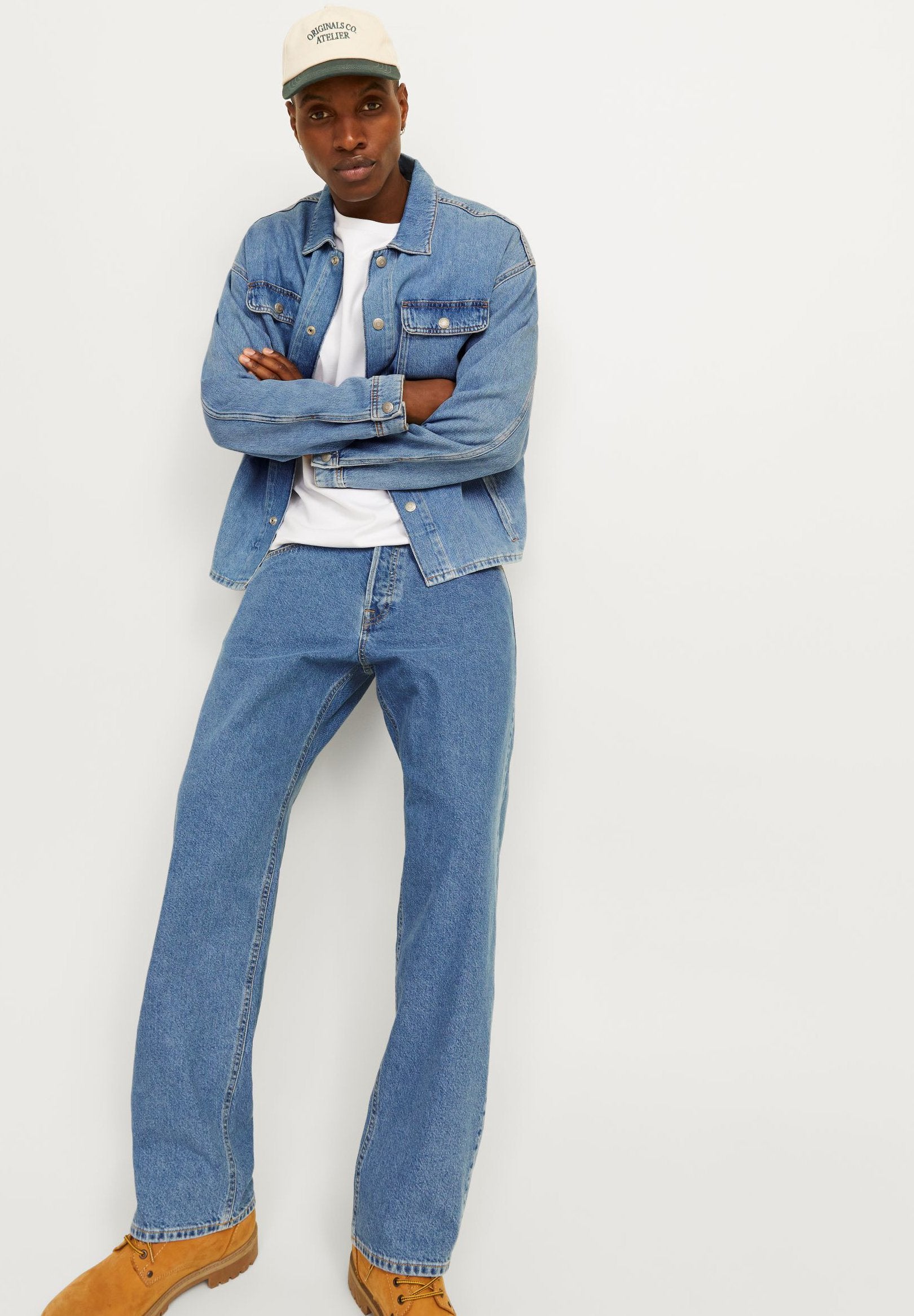 Loose fit JJIEDDIE JJBASIC SQ 735 NOOS - Straight leg jeans - blue denim