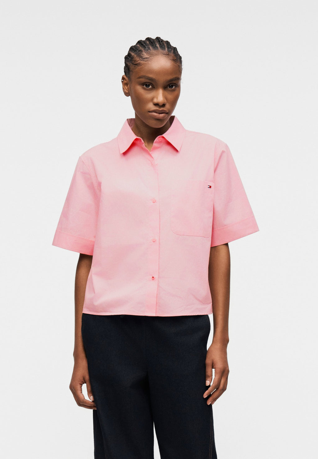 CLASSIC POPLIN SHORT SLEEVE SHIRT - Button-down blouse - bonita pink