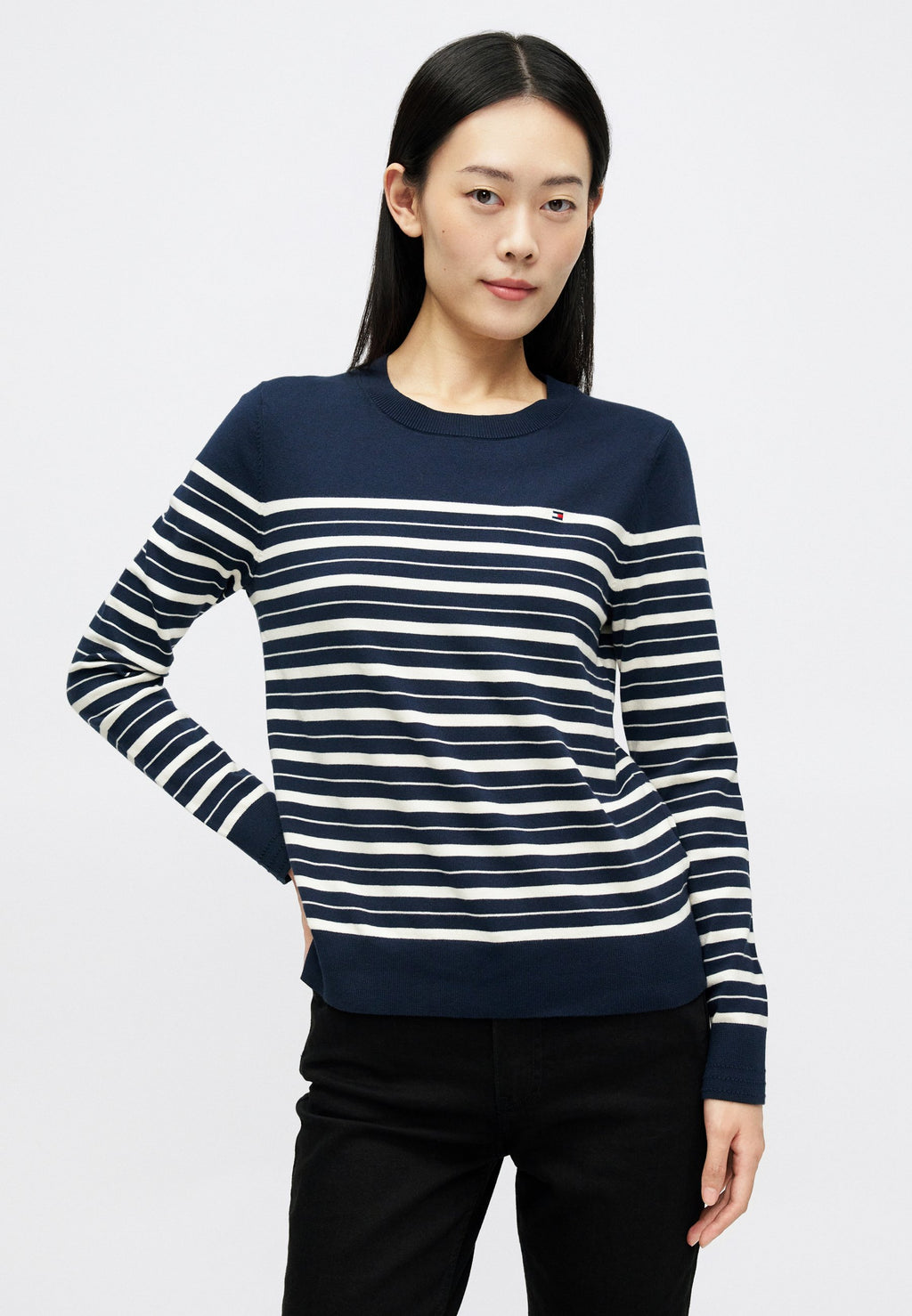 PULL RAS-DU-COU EN JERSEY - Pull - marine foncé/calico
