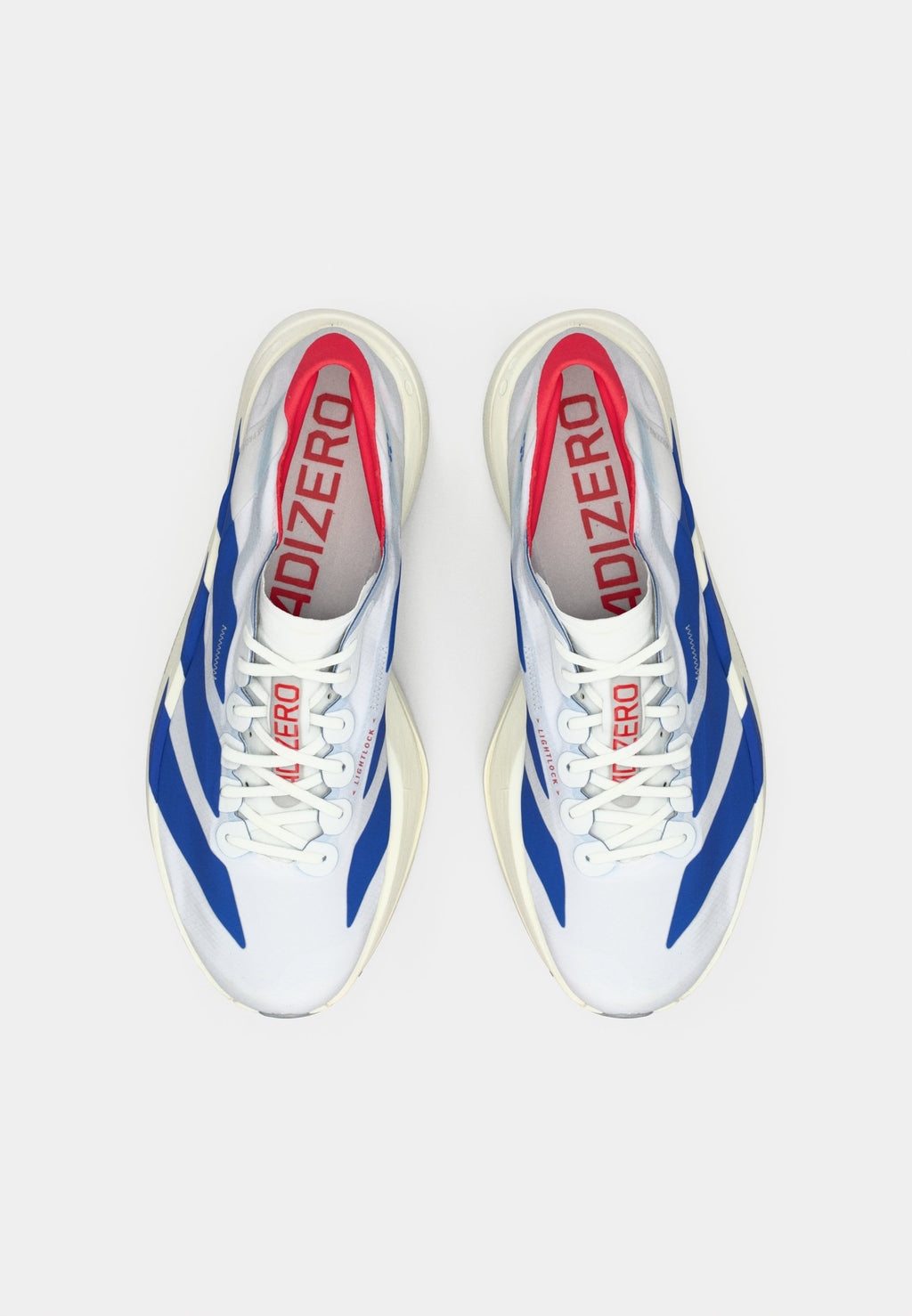ADIZERO ADIOS PRO 4 - أحذية جري على الطرق - أبيض للأحذية/أزرق ملكي/روبي نقي