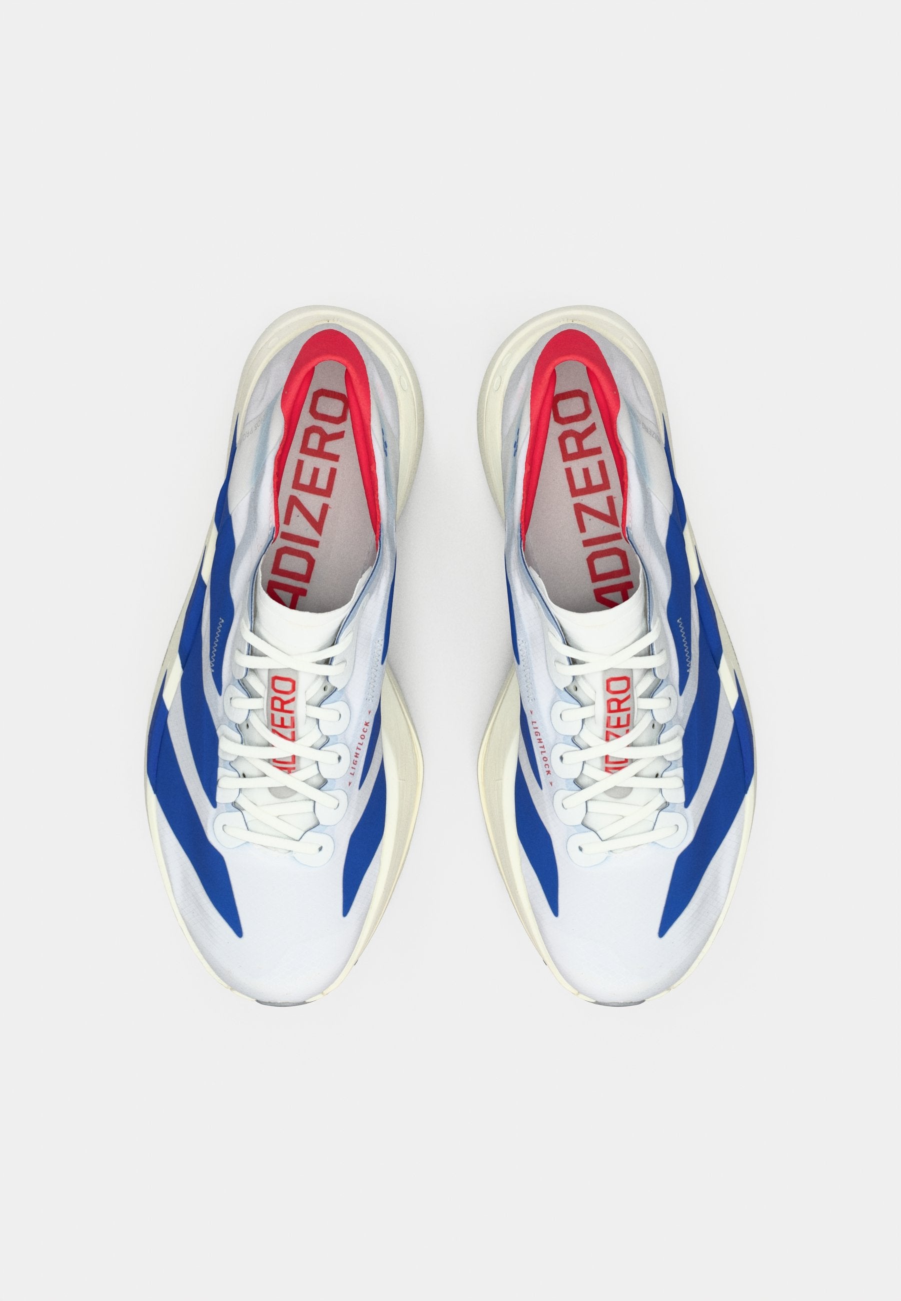 ADIZERO ADIOS PRO 4 - أحذية جري على الطرق - أبيض للأحذية/أزرق ملكي/روبي نقي