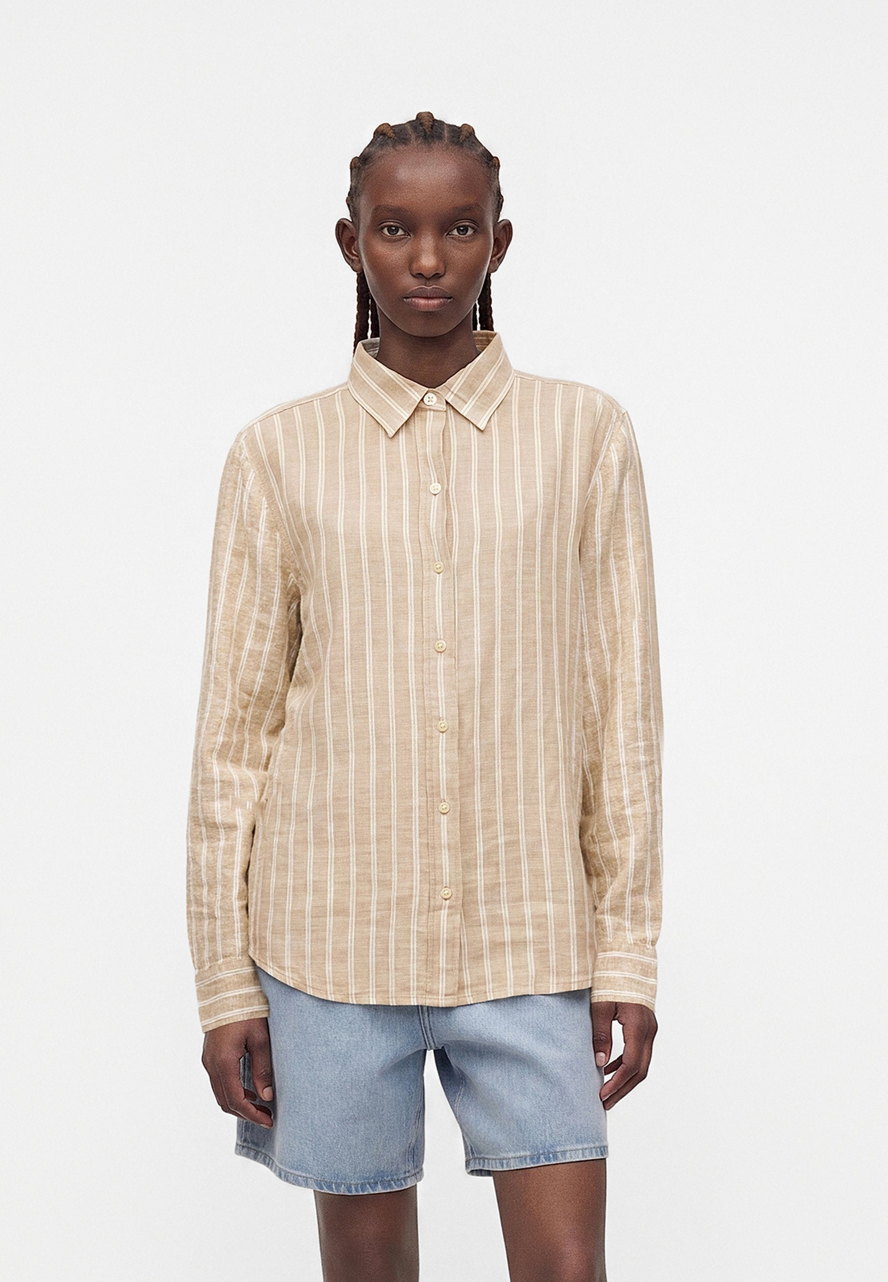 EASY SHIRT - Button-down blouse - white/khaki