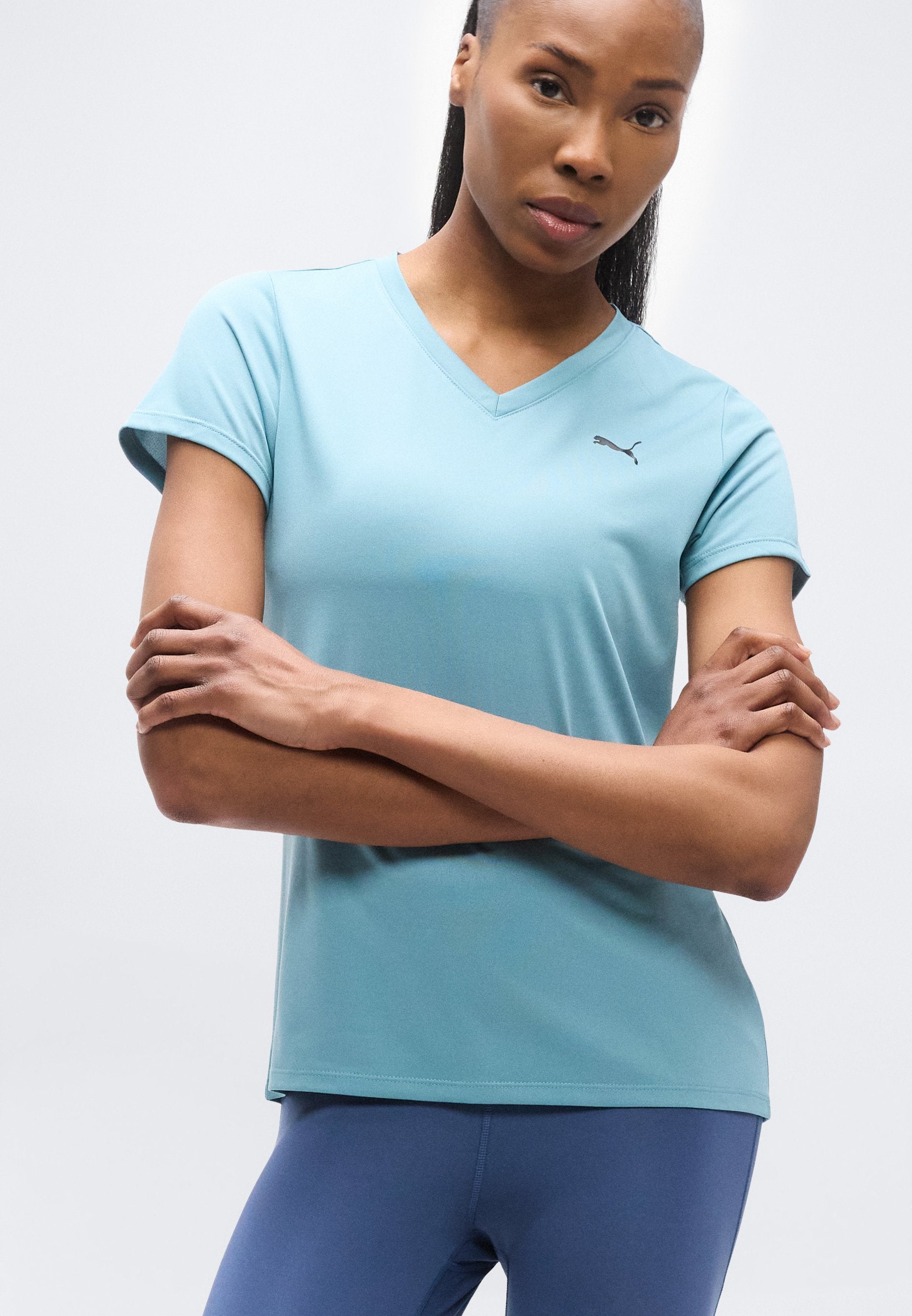 TAD ESSENTIAL V NECK TEE - Sports T-shirt - baltic sea blue