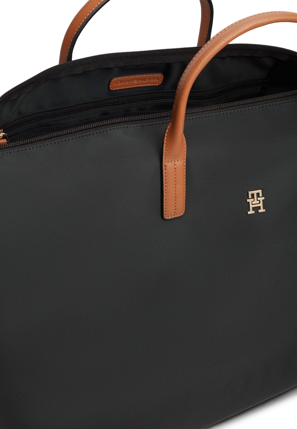 TH MONOGRAM WEEKENDER BAG WITH LEATHER - Weekend bag - black
