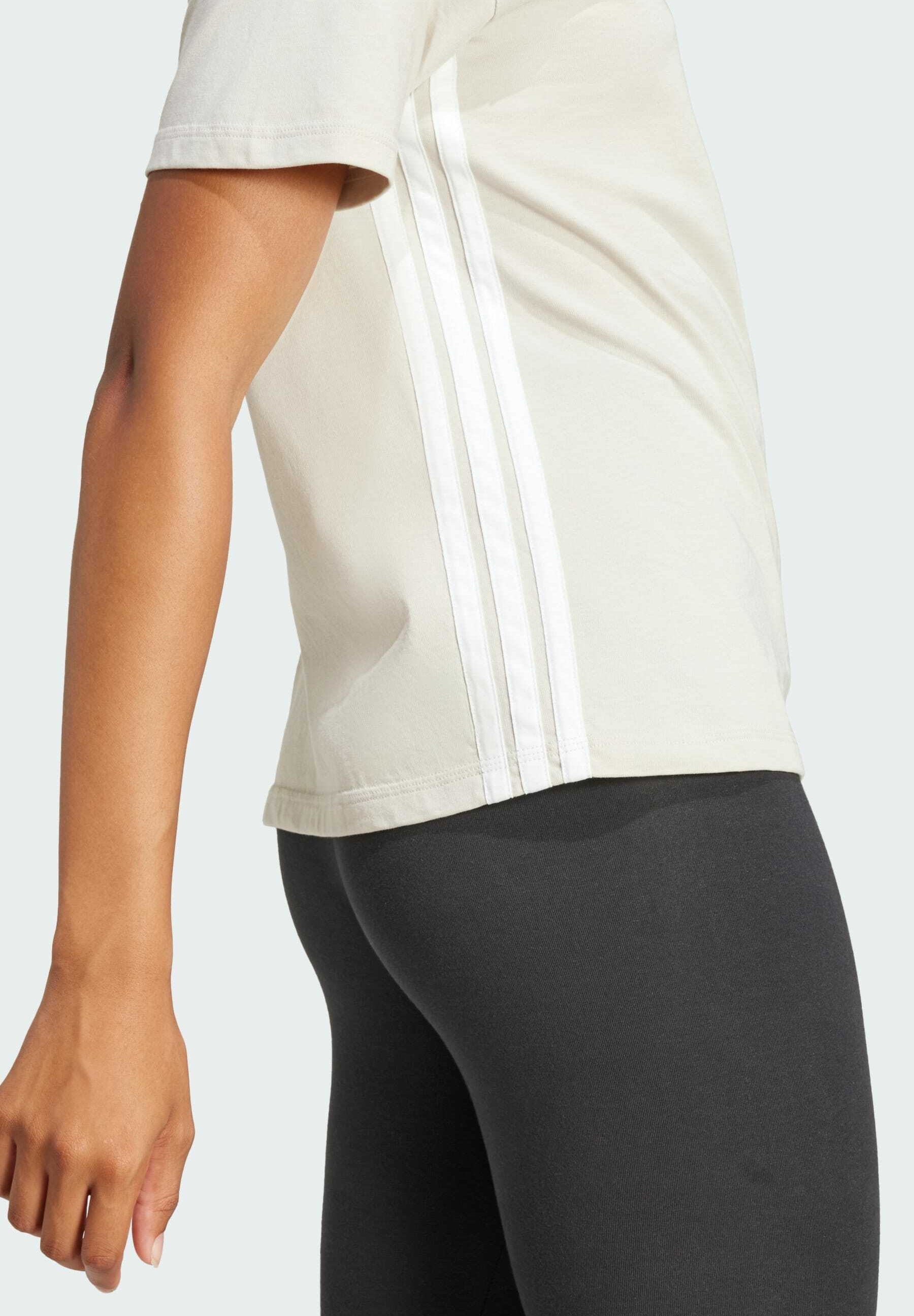 ESSENTIALS 3 STRIPES - Print T-shirt - beige white