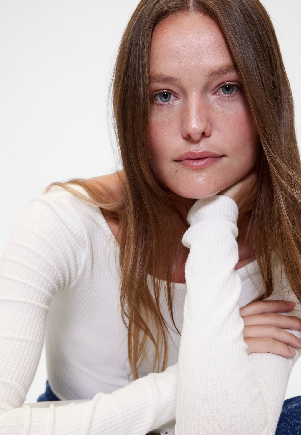 GAPSTUDIO POINTELLE BODYSUIT - Long sleeved top - white
