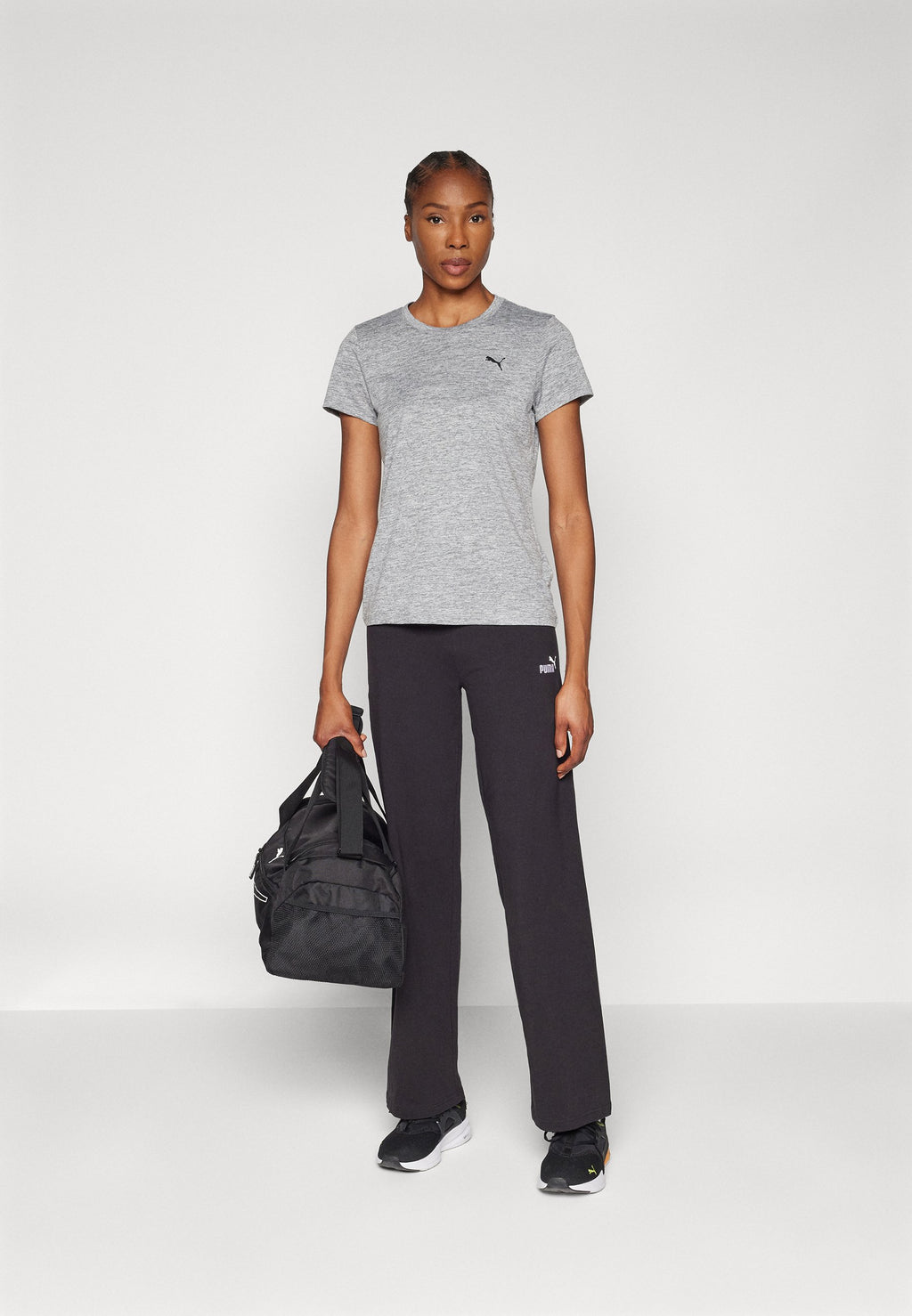 SMALL LOGO HIGH WAIST STRAIGHT LEGGINGS - Tracksuit bottoms - black