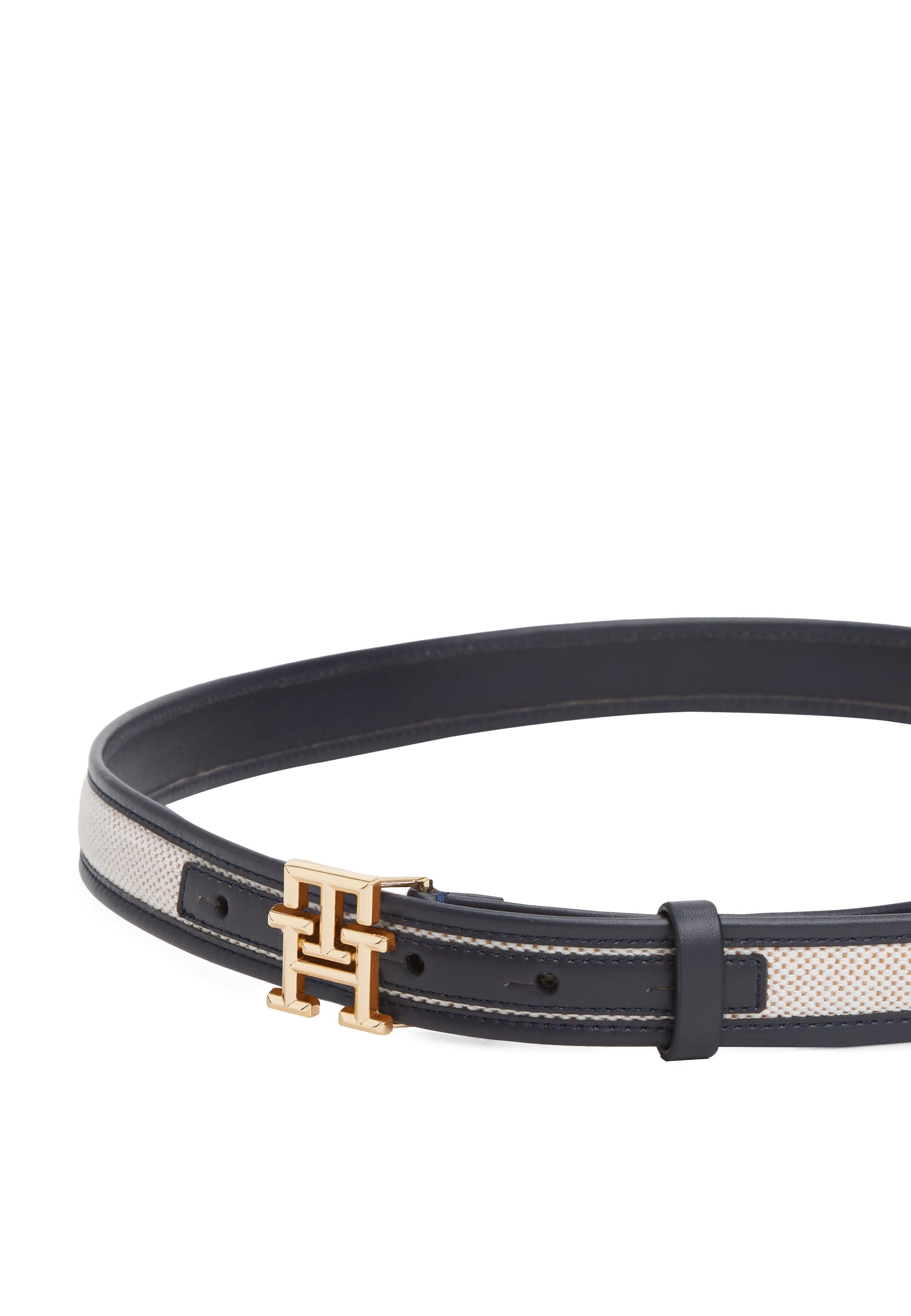 TH MONOGRAM CANVAS LEATHER BELT - Belt - blue
