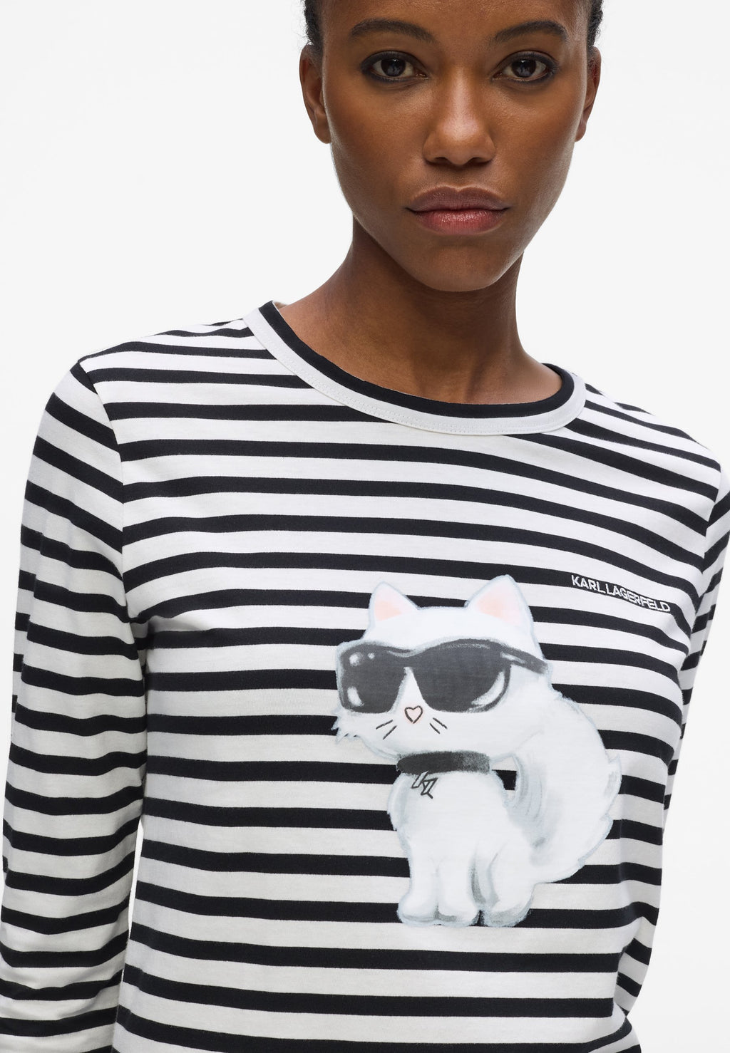 IKON AQUARELLE STRIPE - Long sleeved top - black-cannoli cream stripe