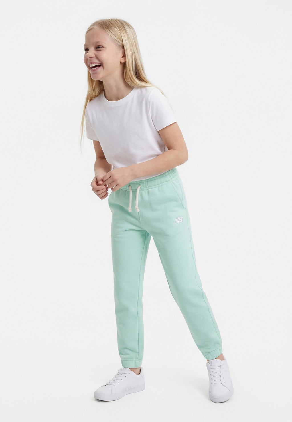 GIRLS BRUSHBACK SMALL LOGO - Tracksuit bottoms - cosmic jade