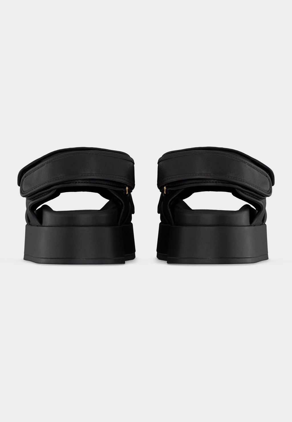 LEATHER TH MONOGRAM PLATFORM SANDALS - Platform sandals - black