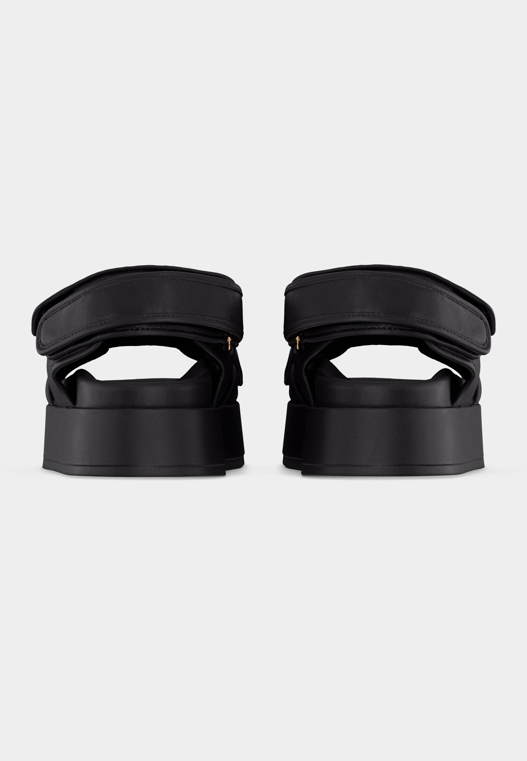 LEATHER TH MONOGRAM PLATFORM SANDALS - Platform sandals - black