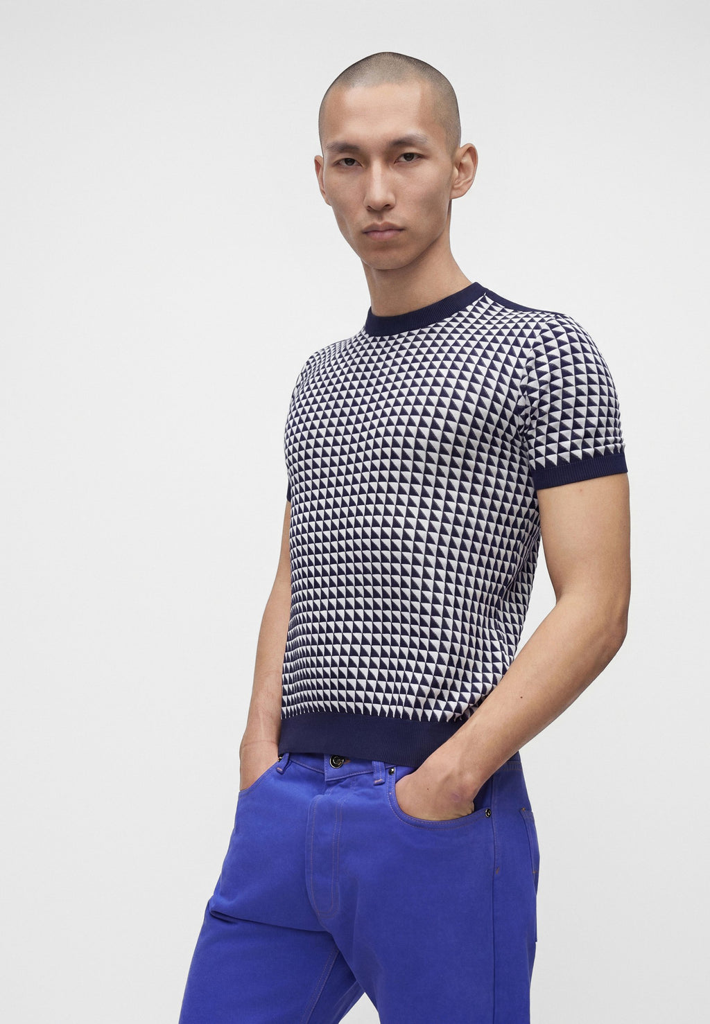 TRIANGLES  - Print T-shirt - navy/white