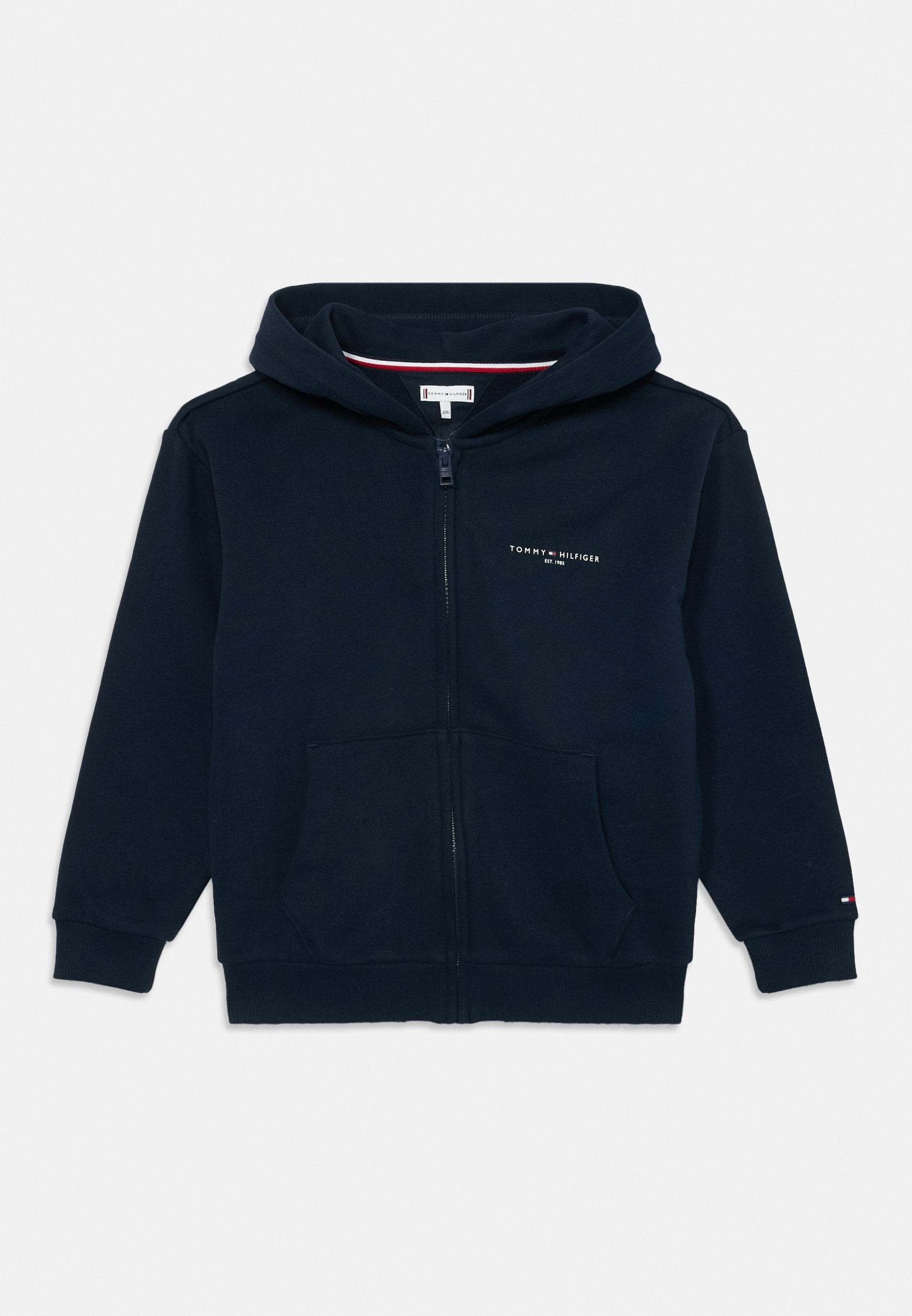 LOGO BRUSHED FLEECE ZIP-THRU HOODY - سويت شيرت بسحاب - كحلي داكن