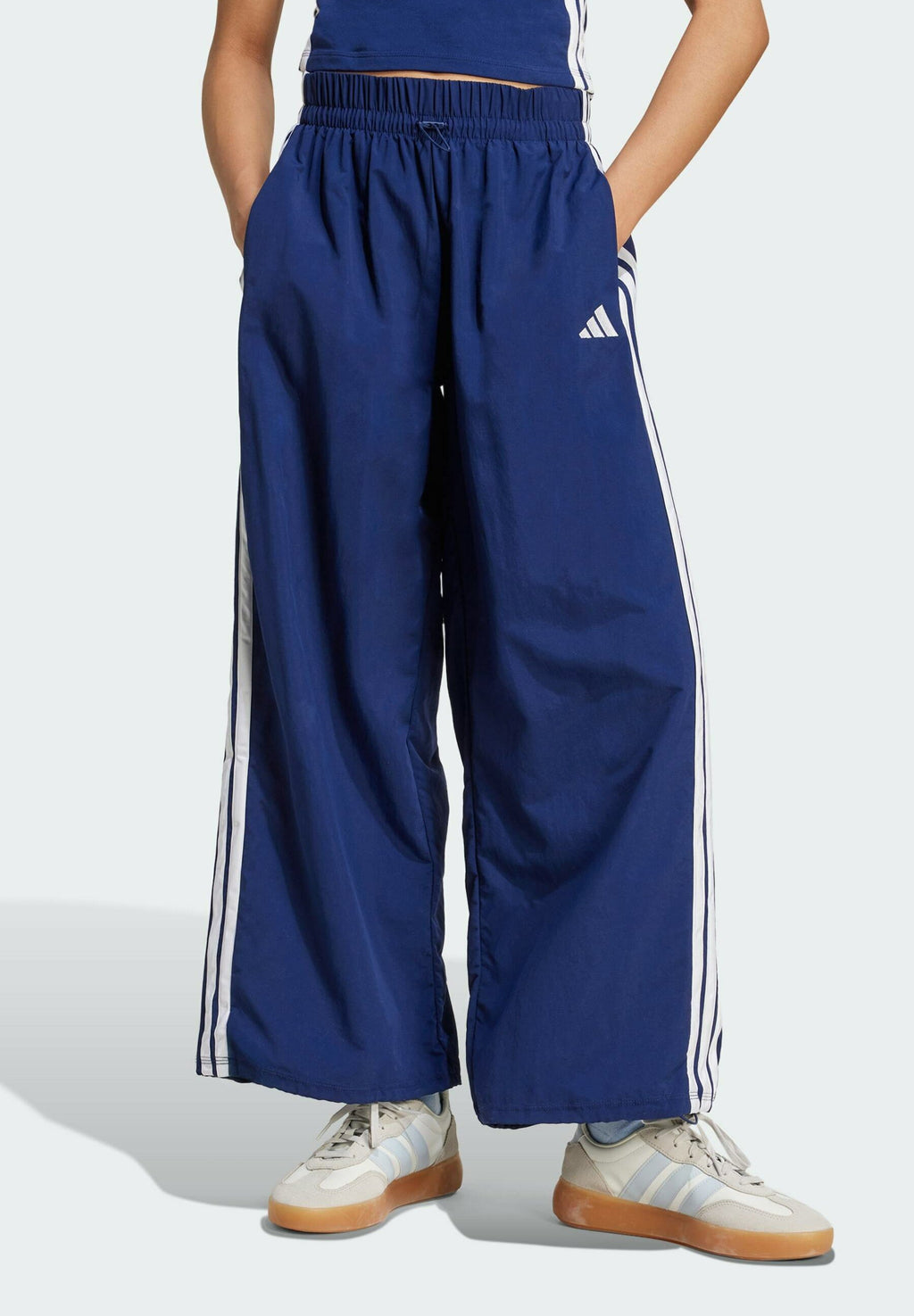 ESSENTIALS 3 STRIPES LIFESTYLE WOVEN PARACHUTE - Bas de survêtement - dark blue white