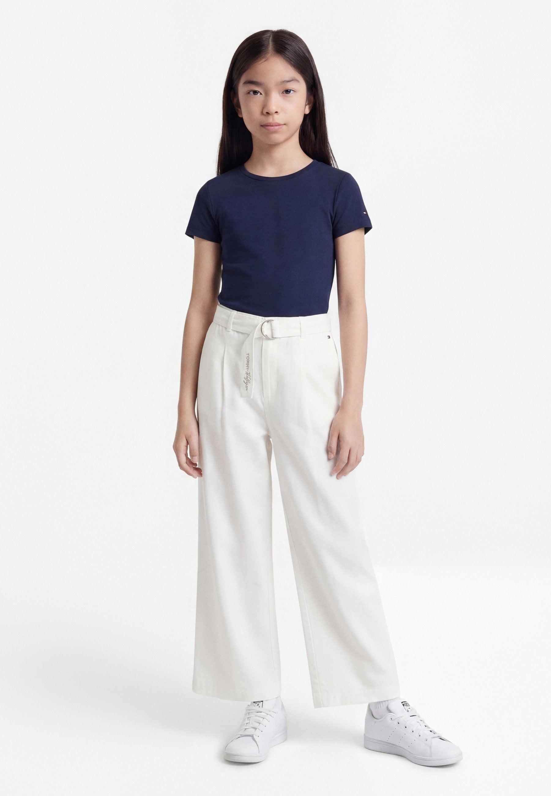 PLEATED PANT BELT - Trousers - white