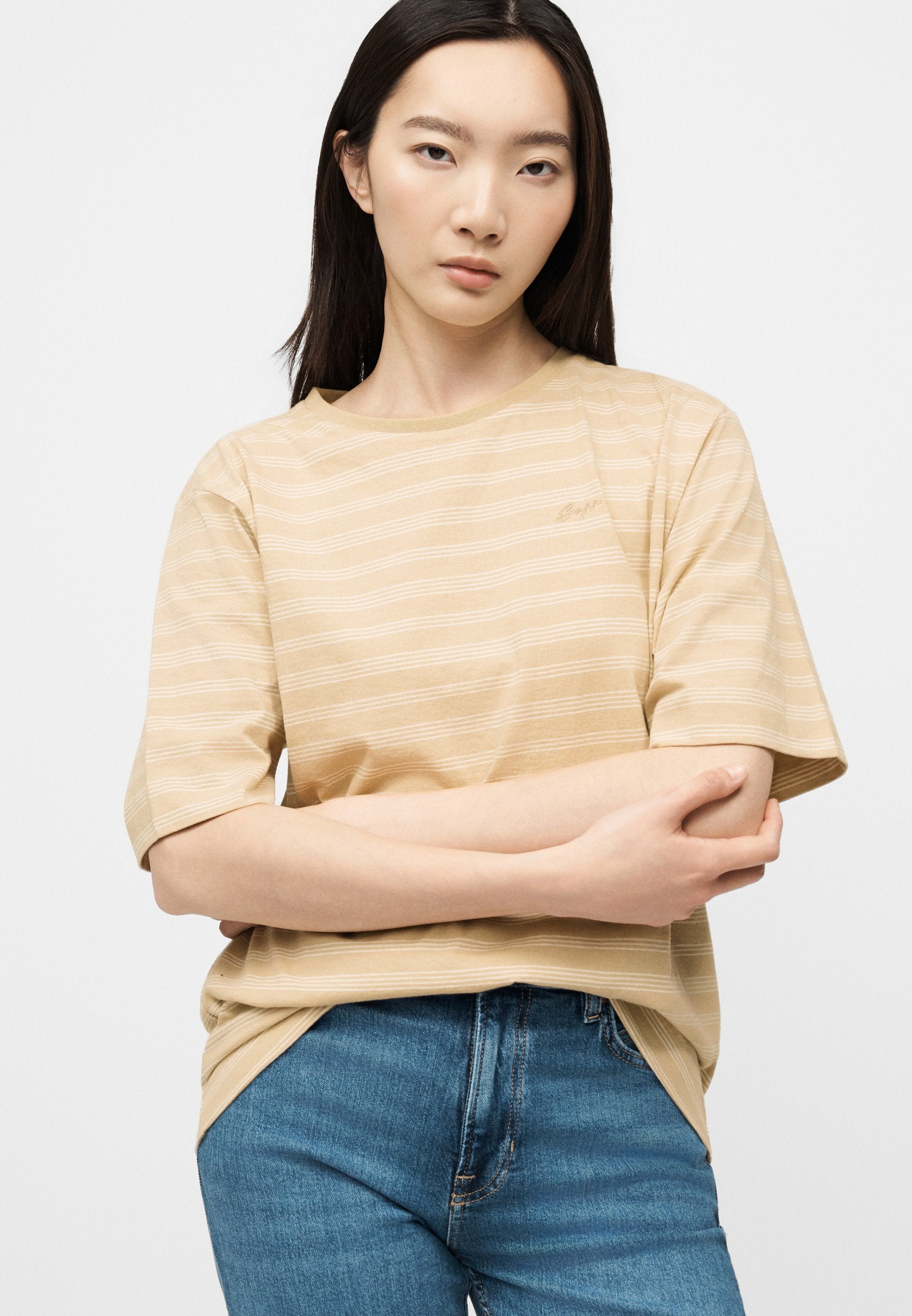 STRIPE - Print T-shirt - beige