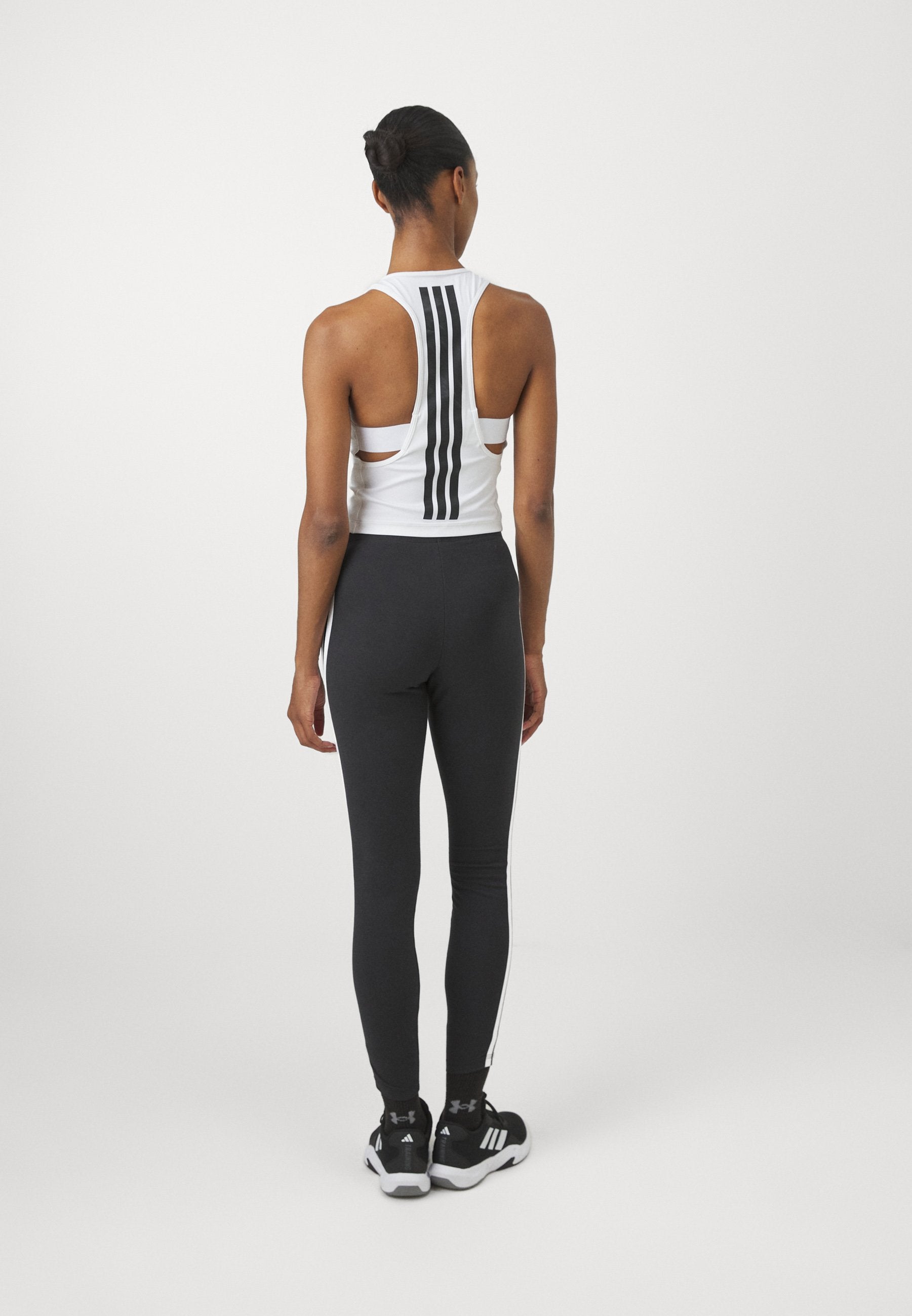 ESSENTIALS 3 STRIPES - Leggings - black/white