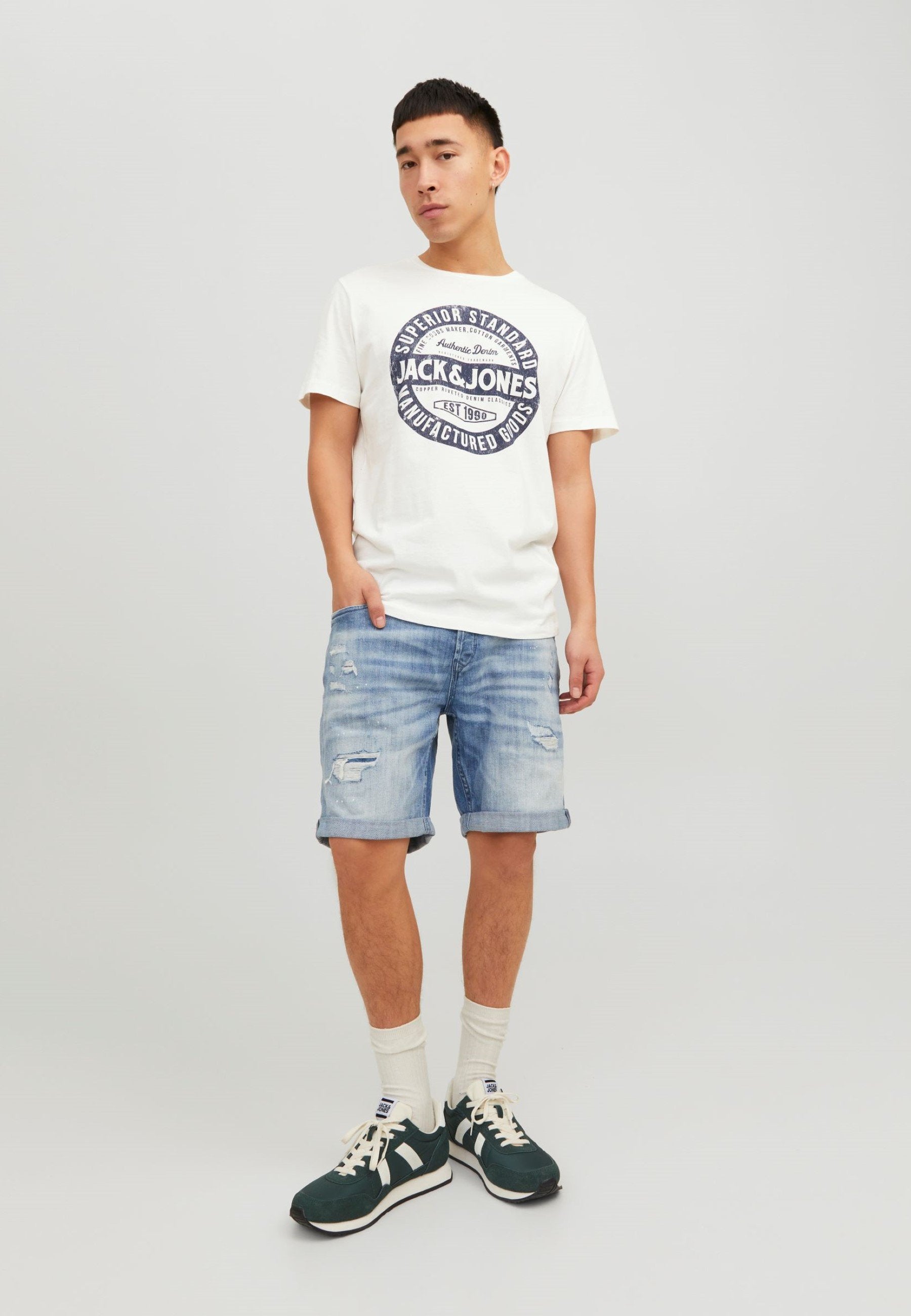 JJEJEANS LOGO TEE - Print T-shirt - cloud dancer