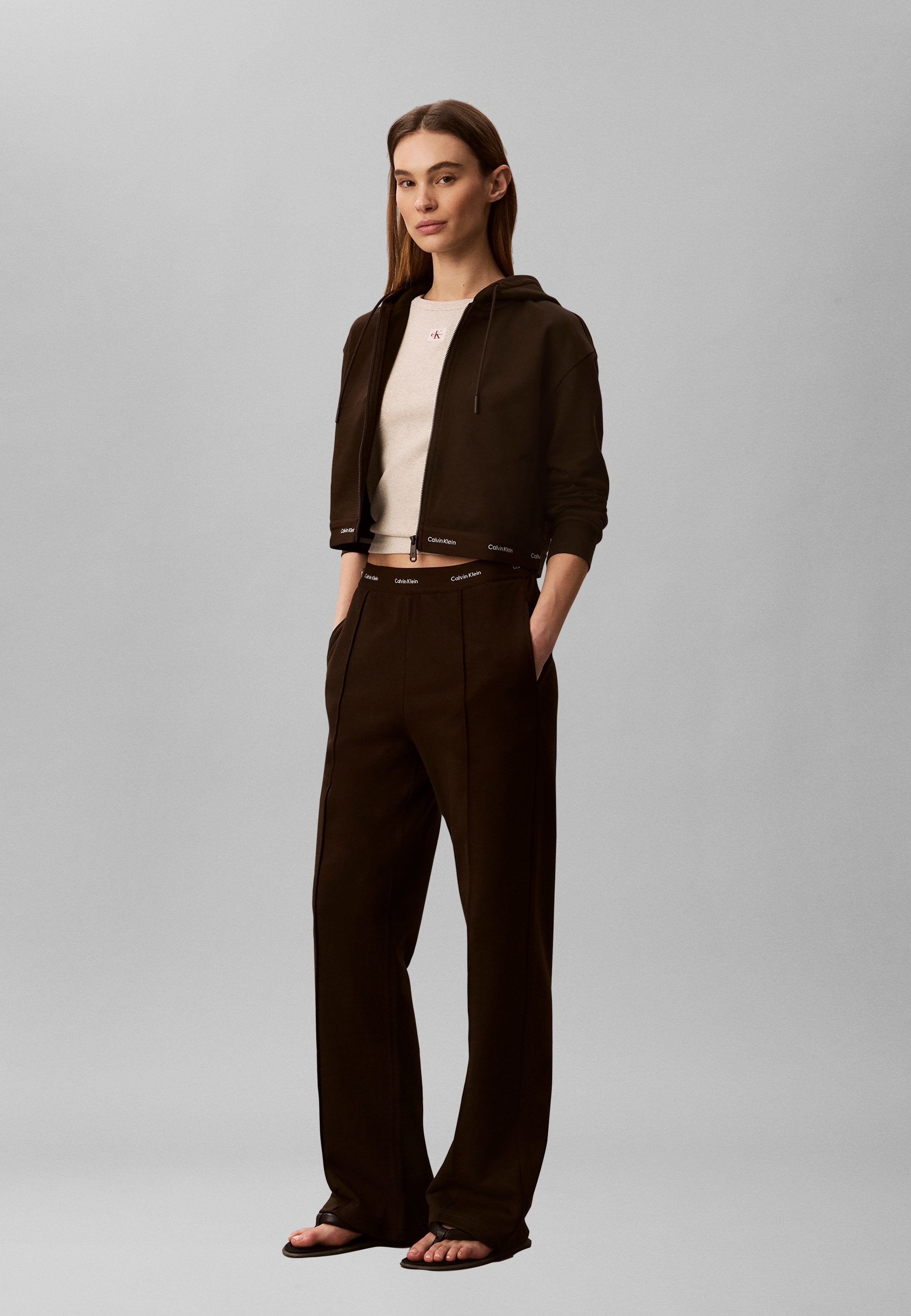 LOGO WAISTBAND TRACK PANT - Tracksuit bottoms - dark coffee