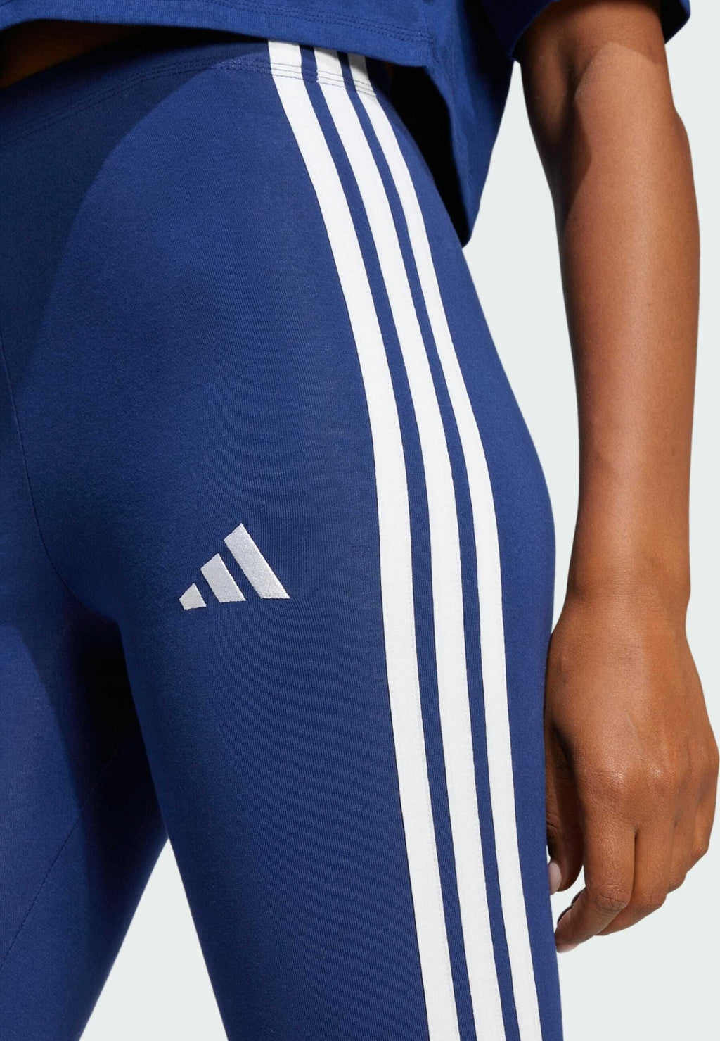 ESSENTIALS 3 STRIPES - Leggings - dark blue white
