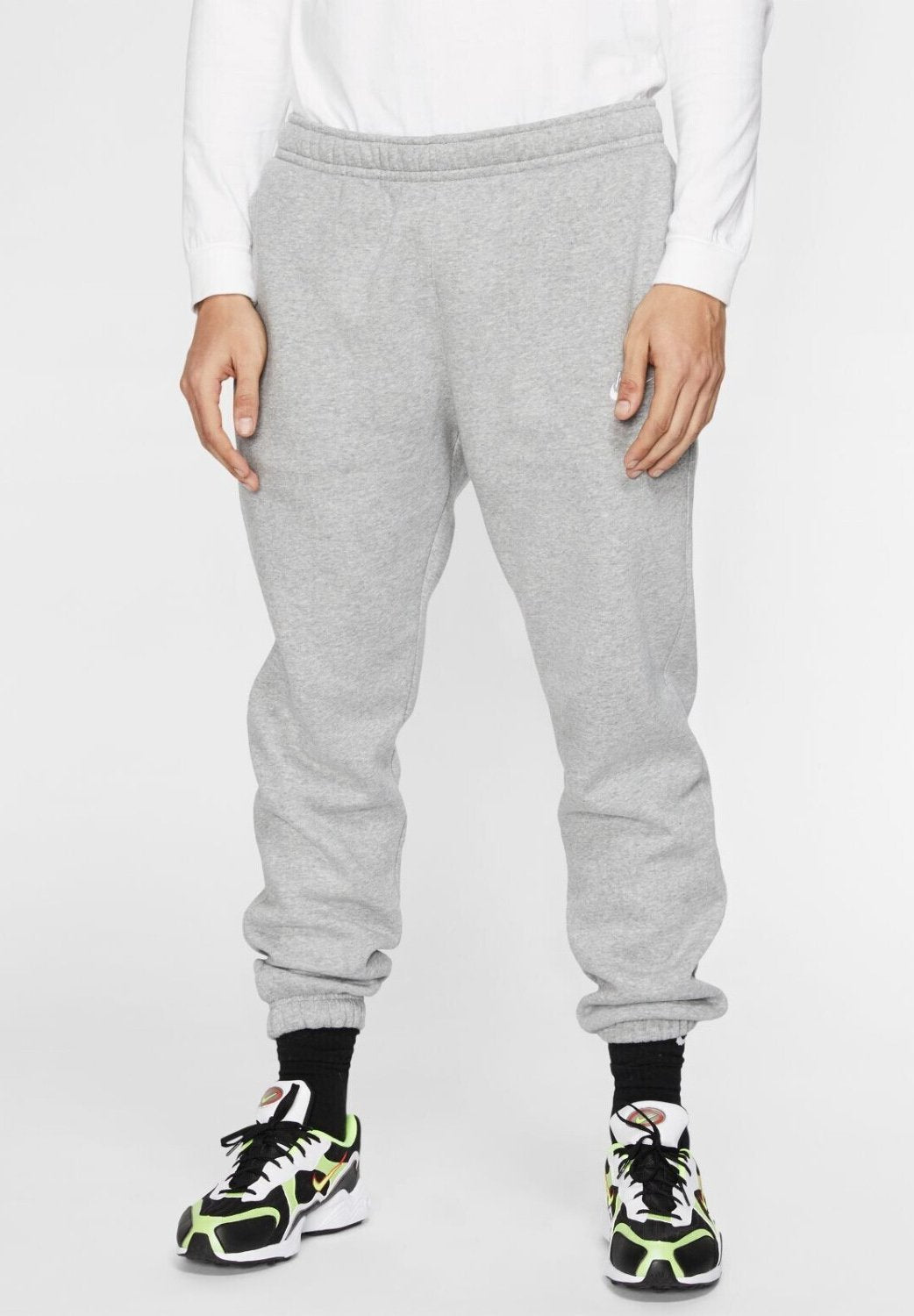 M NK CLUB BB CUFF PANT - Tracksuit bottoms - dk grey heather lt smoke grey white